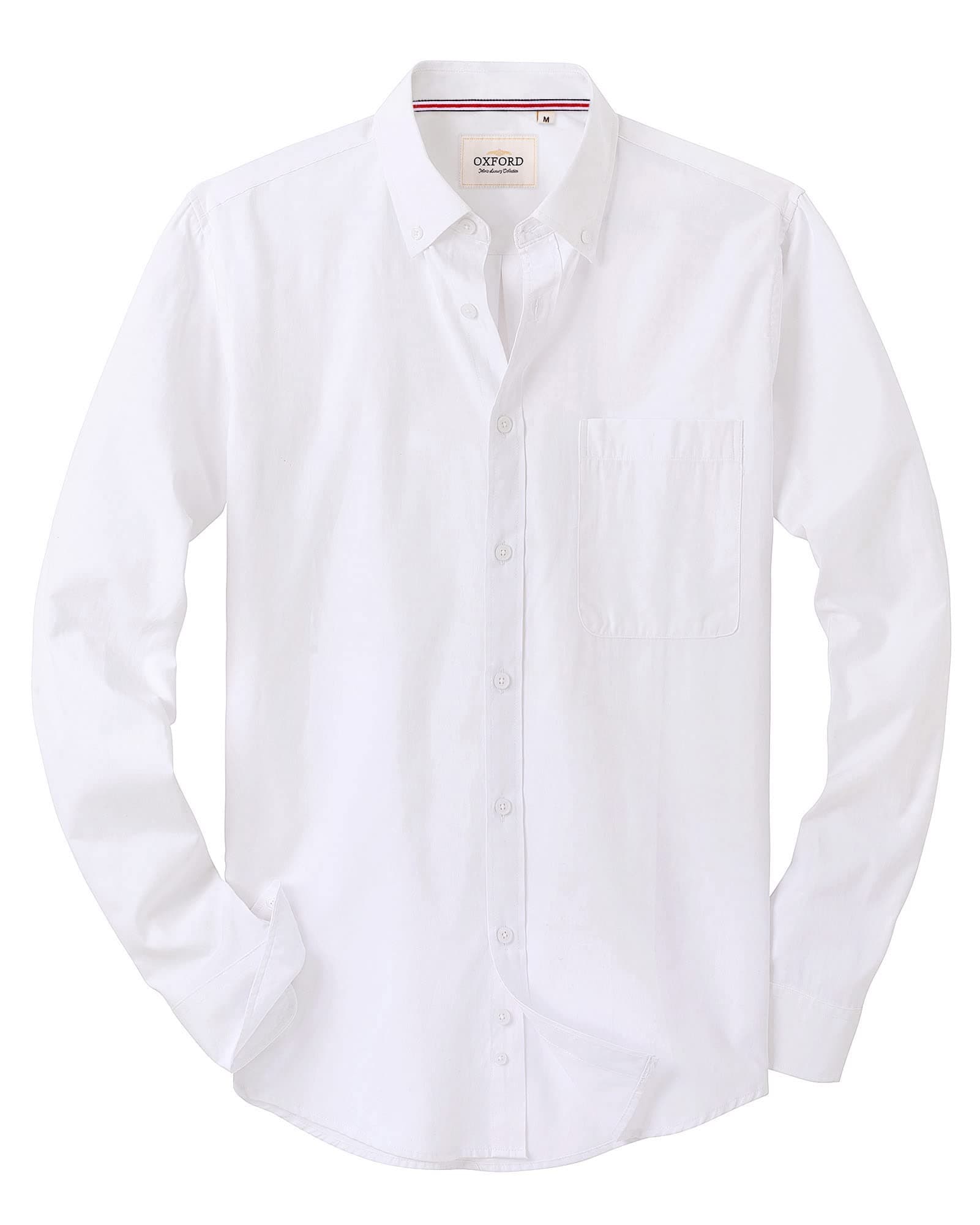 Alimens & Gentle Boys Long Sleeve Solid Button Down Oxford Shirt Collared Cotton Top with Chest Pocket