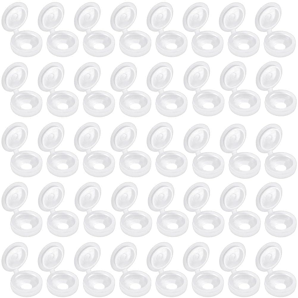 100 Pcs Screw Cover Caps, 0.34 Inch Plastic Hinged Screw Covers, Replacement Screw Decorative Covers for M4 Screws(White)