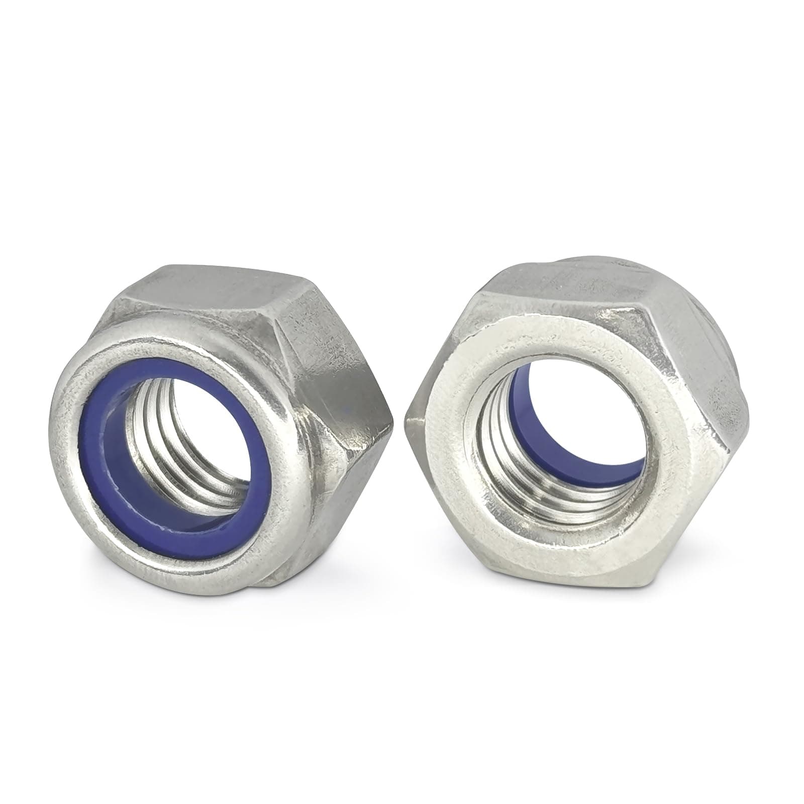 M6-1.0 Nylon Insert Lock Nuts, 50pcs Stainless Steel 304 (18-8) Lock Nuts with Nylon Insert.