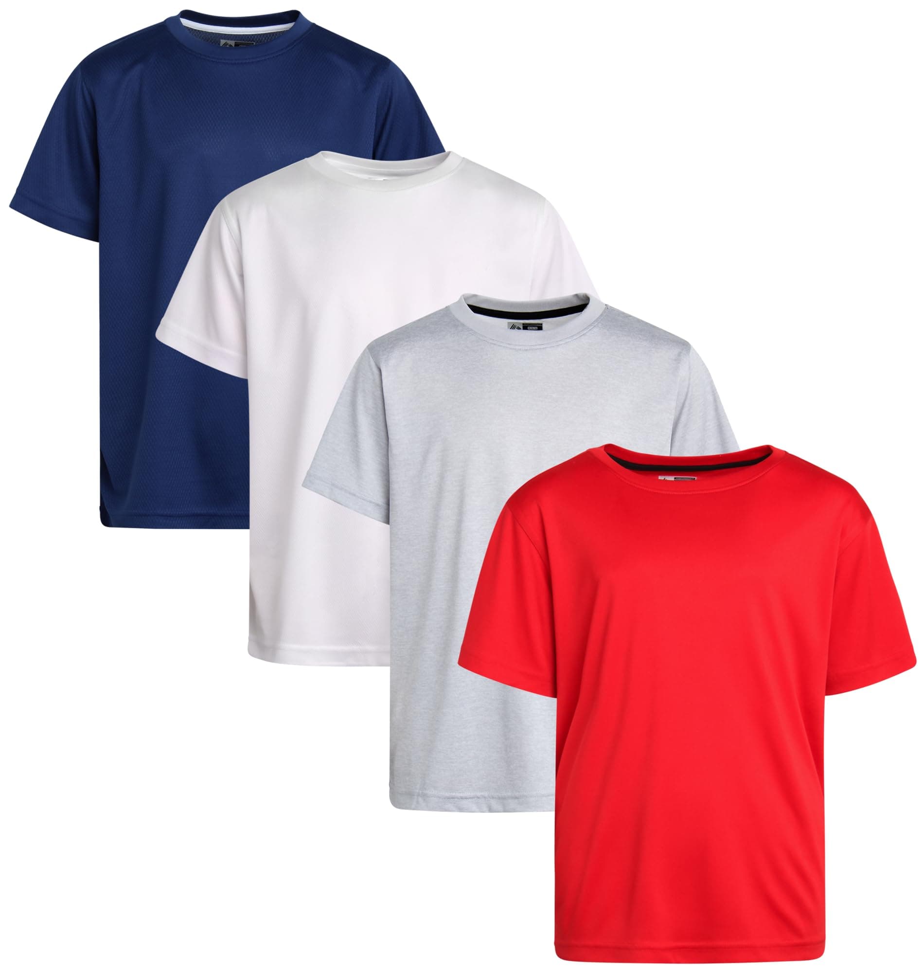 RBXBoys' Active T-Shirts - 4 Pack Athletic Performance Short Sleeve Sports Tees (8-20)