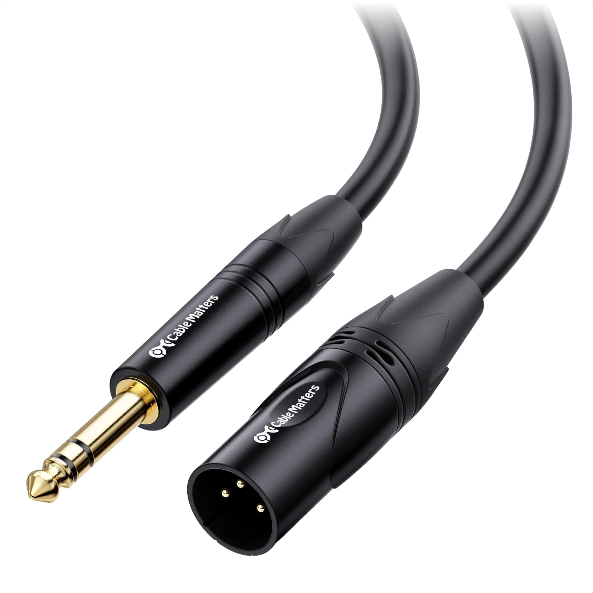 6.35mm (1/4 Inch) Short TRS to XLR Cable - 3ft, Male to Male XLR to TRS Cable, Black – Not for Microphone Use