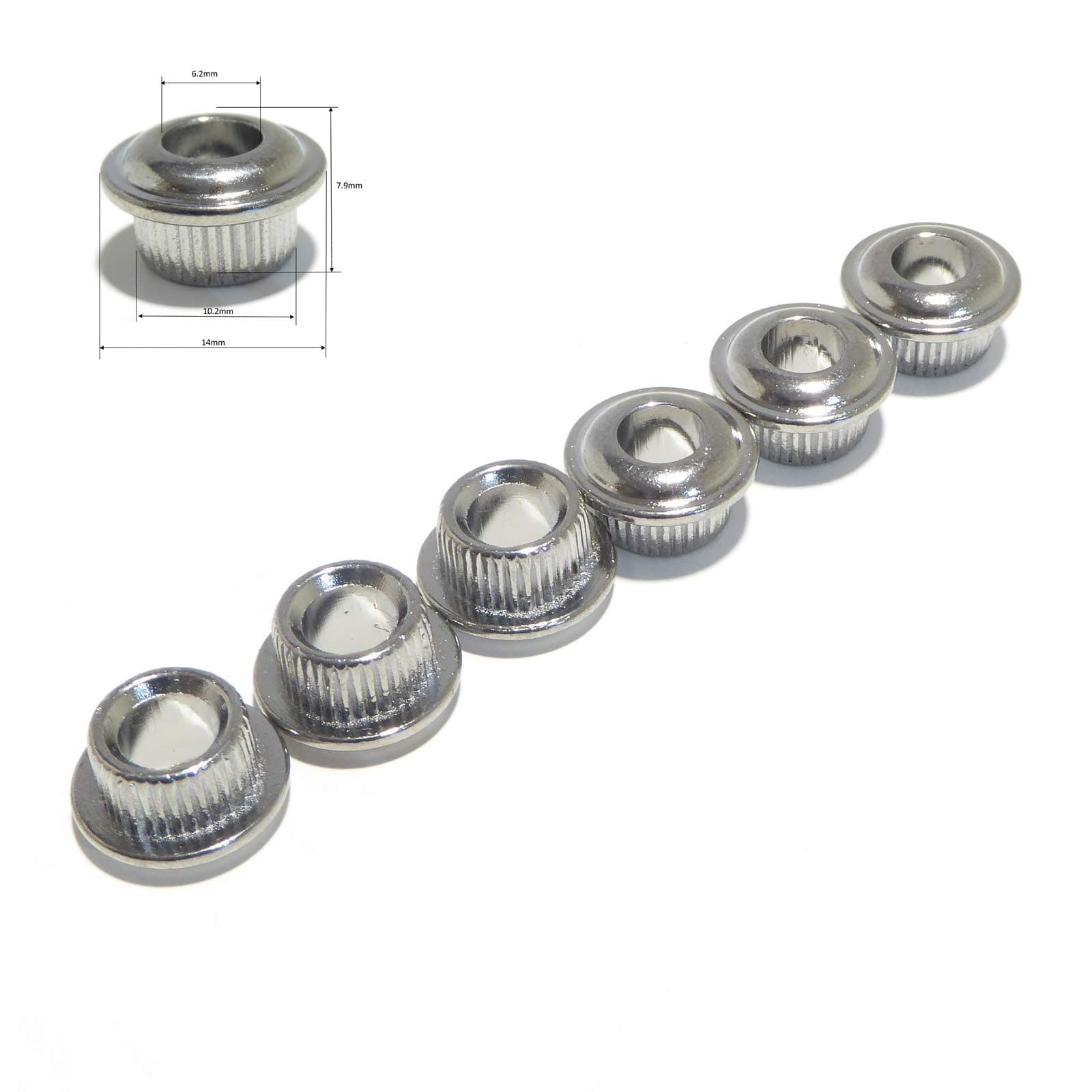 6 Machine head/tuner ferrules, bushing 6mm shaft 10mm hole for guitar or banjo