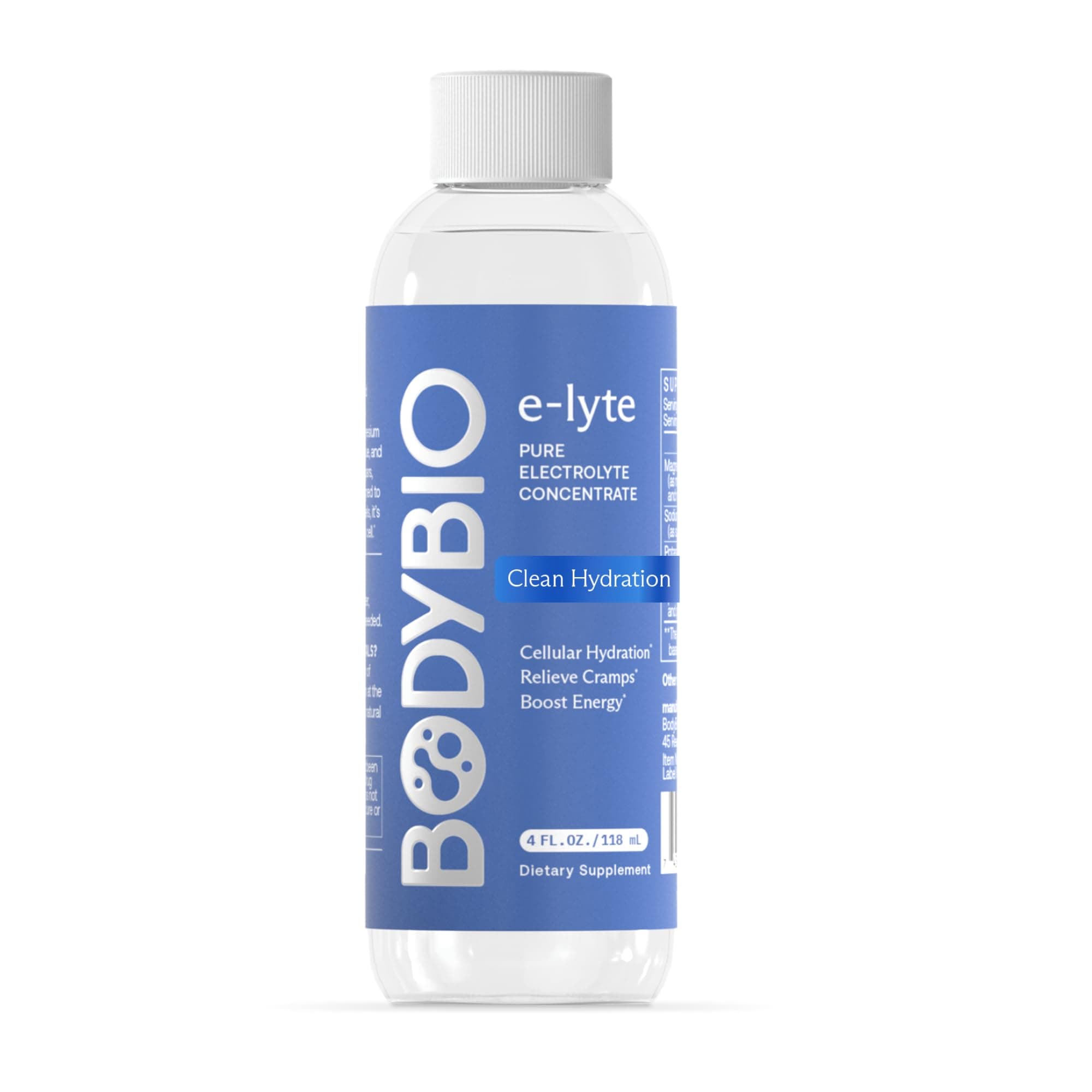 BodyBio E-Lyte Balanced Electrolyte Concentrate, Magnesium, Sodium & Potassium, Sugar-Free Hydration Supplement, Rapid Absorption, Cramp Relief, Fast Energy Boost, 8 Essential Electrolytes, 4oz Bottle
