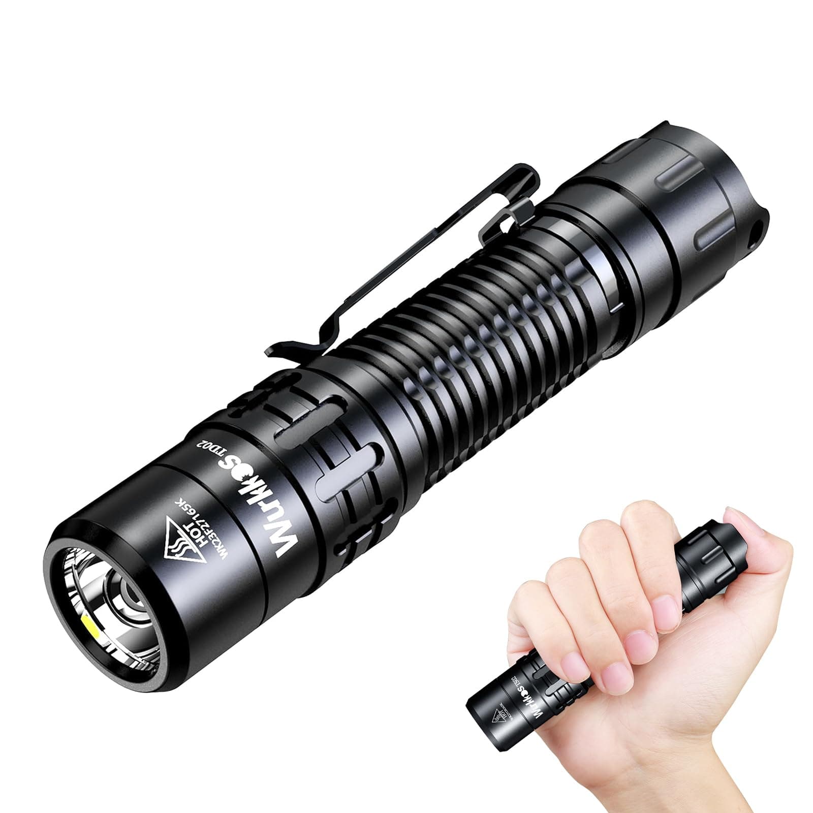 TD02 LED Tactical Torch, Extremely Bright 2000 Lumens USB C Rechargeable Torches, IP68 Waterproof with 6 Modes Handheld Small Torch for Outdoor and Indoor Activities