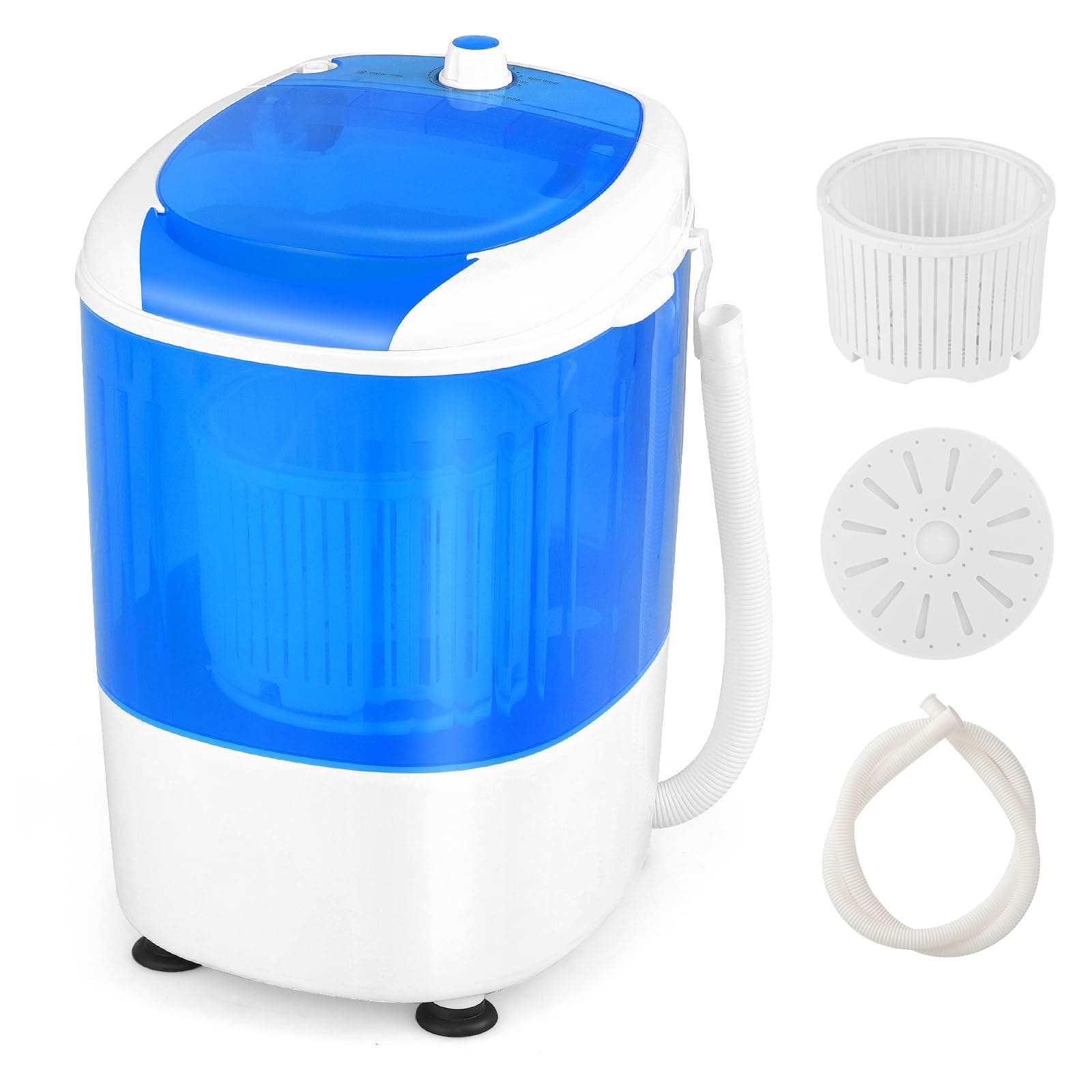 COSTWAY Portable Mini Washing Machine with Spin Dryer, Washing Capacity 5.5lbs, Electric Compact Machines Durable Design Energy Saving, Rotary Controller, Laundry Washer for Home Apartment RV, Blue