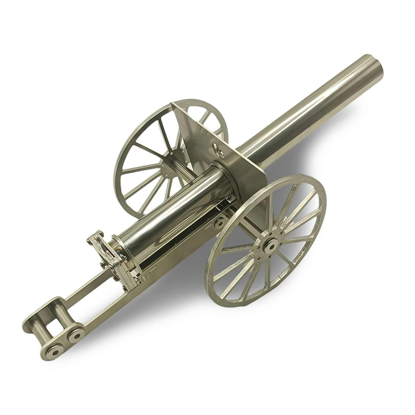 Firecracker Artillery Cannon Stainless Steel, Mini Cannon Model Firecracker Launcher Ornament, Silvery Artillery Collection Gifts Desktop Ornaments for Military Fans Boys Men