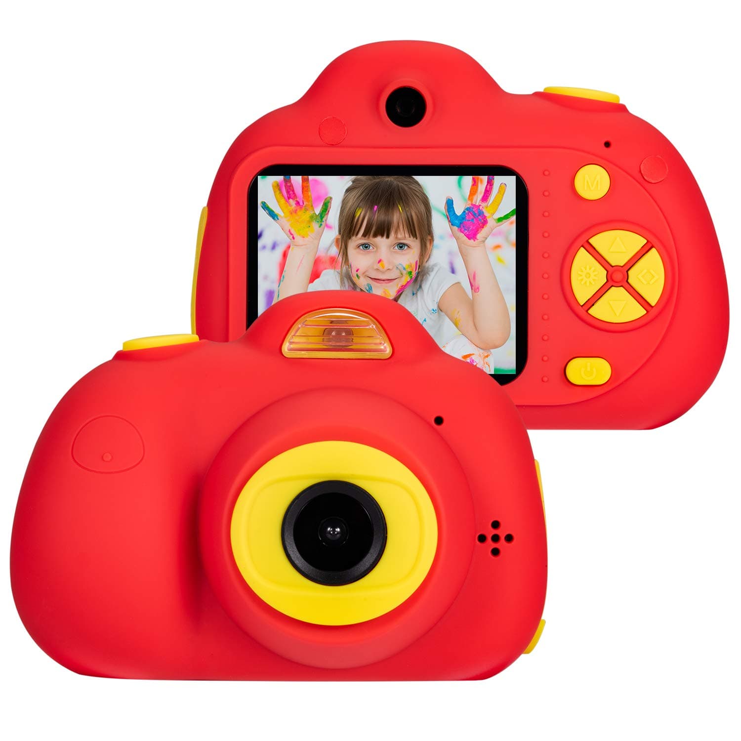 omzer Digital Camera For Kids, 1080P HD Video Camera Mini Child Camcorder With 2 Inch LCD Screen Best 8MP Creative Gifts For 3-7 Year Old Boys Girls, Red(16GB Memory Card Included)
