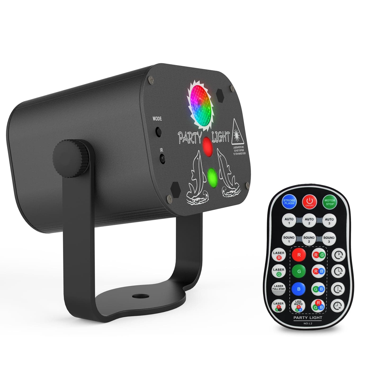 Romwish Disco Lights, LED Disco Party Lights,120 Patterns Sound Activated RGB Stage Lighting Projector with Remote Control, Timing, USB 5V Powered for Birthday Dancing Party Wedding