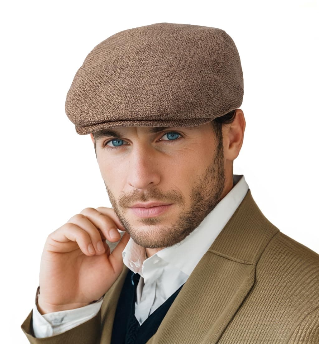 Classic Solid Flat Cap Newsboy Hats for Men Cabbie Driving Scally Adjustable