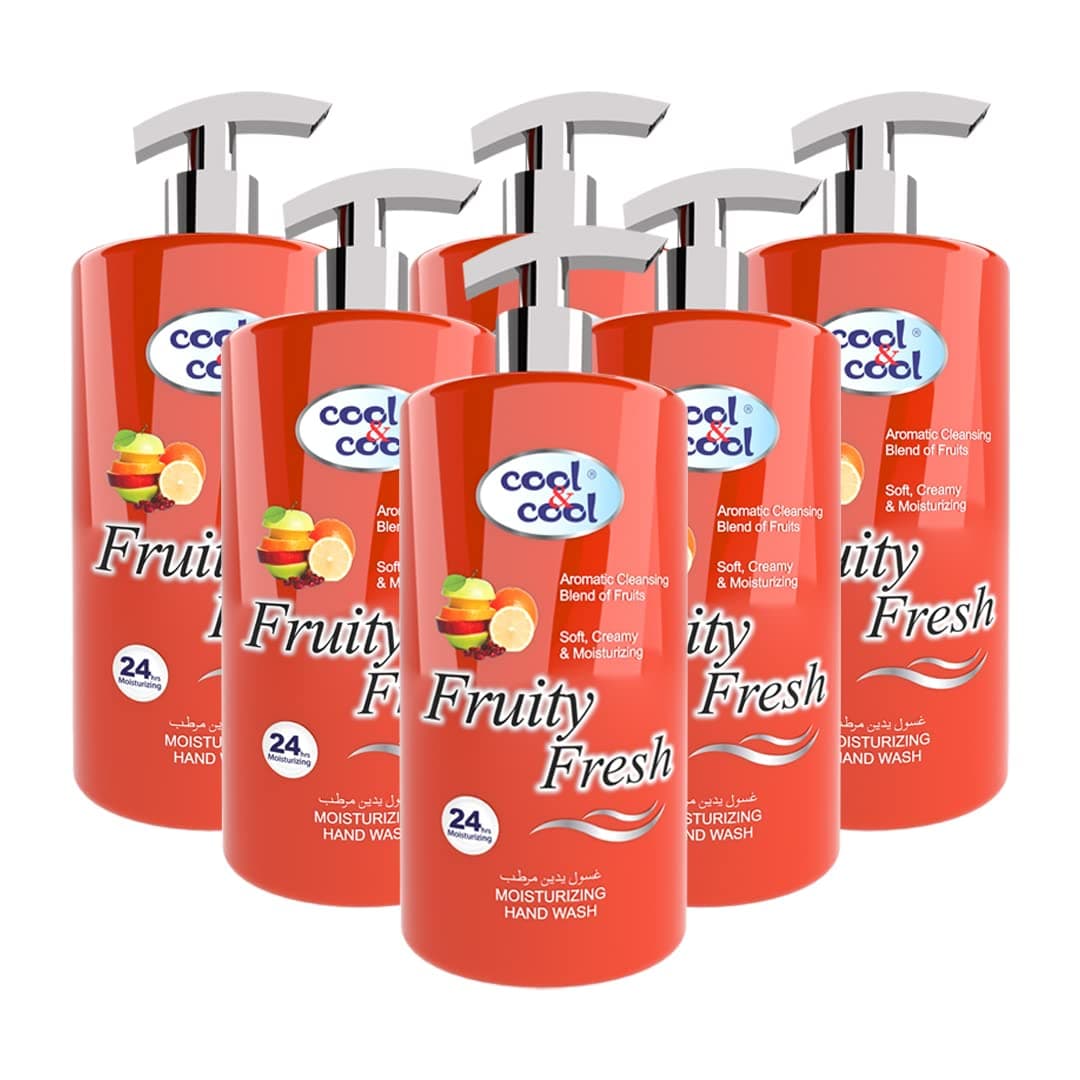 Cool & CoolFruity Fresh Moisturizing Hand Wash 1 Liter (Pack of 6)- Aromatic, Soft & Creamy Formula for Refreshing Cleanliness 6 Liters