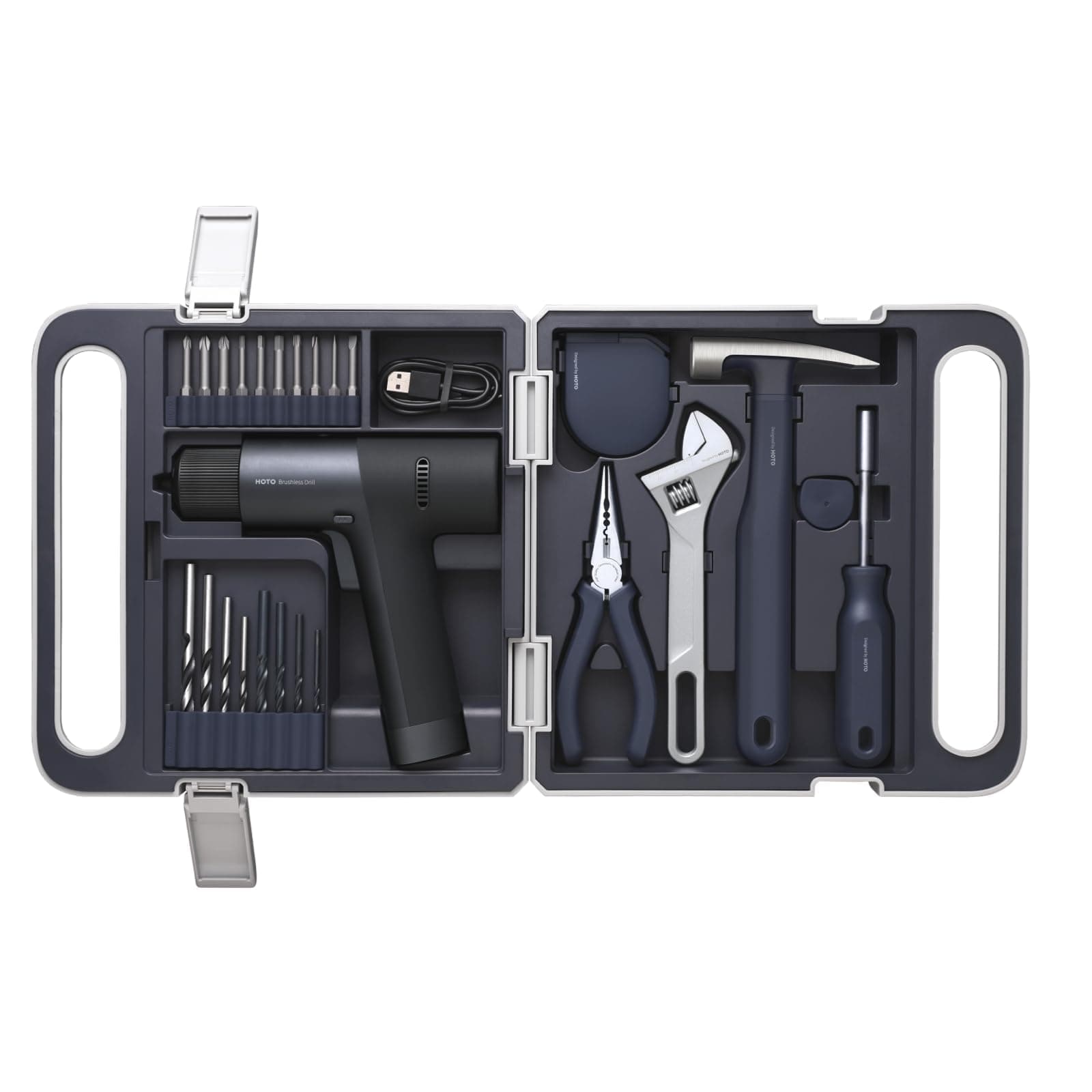 Cordless Brushless Drill Tool Set, Variable Speed, Hidden Buckle, Unique LED Screen, Intelligent Digital Display, Exquisite & Practical, High-end Drill Kit for Home/Daily Use