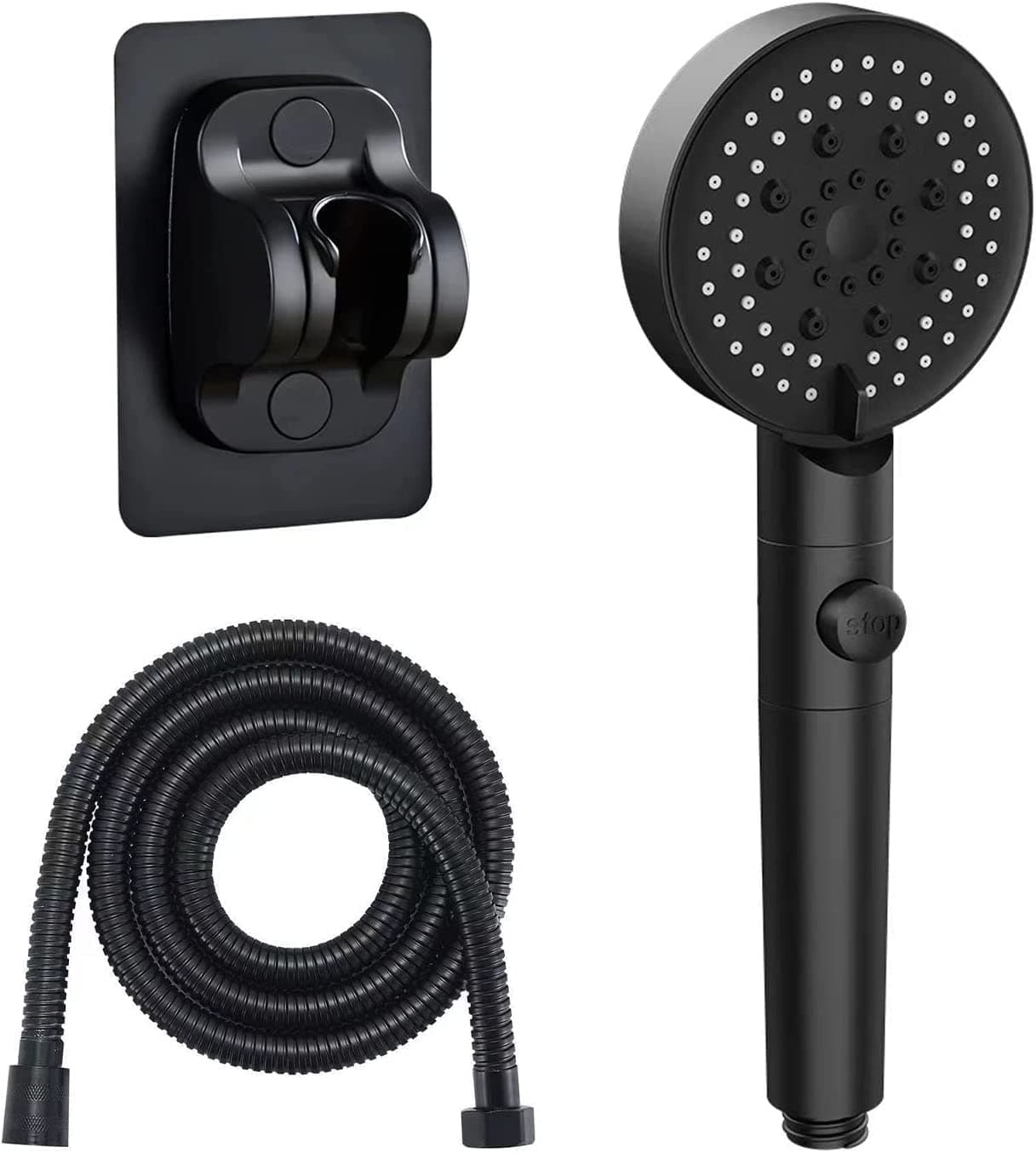 Tepengdie Shower Head Water Saving Black 5 Mode Adjustable High Pressure Handheld Shower Massage Showerhead Bathroom Accessories