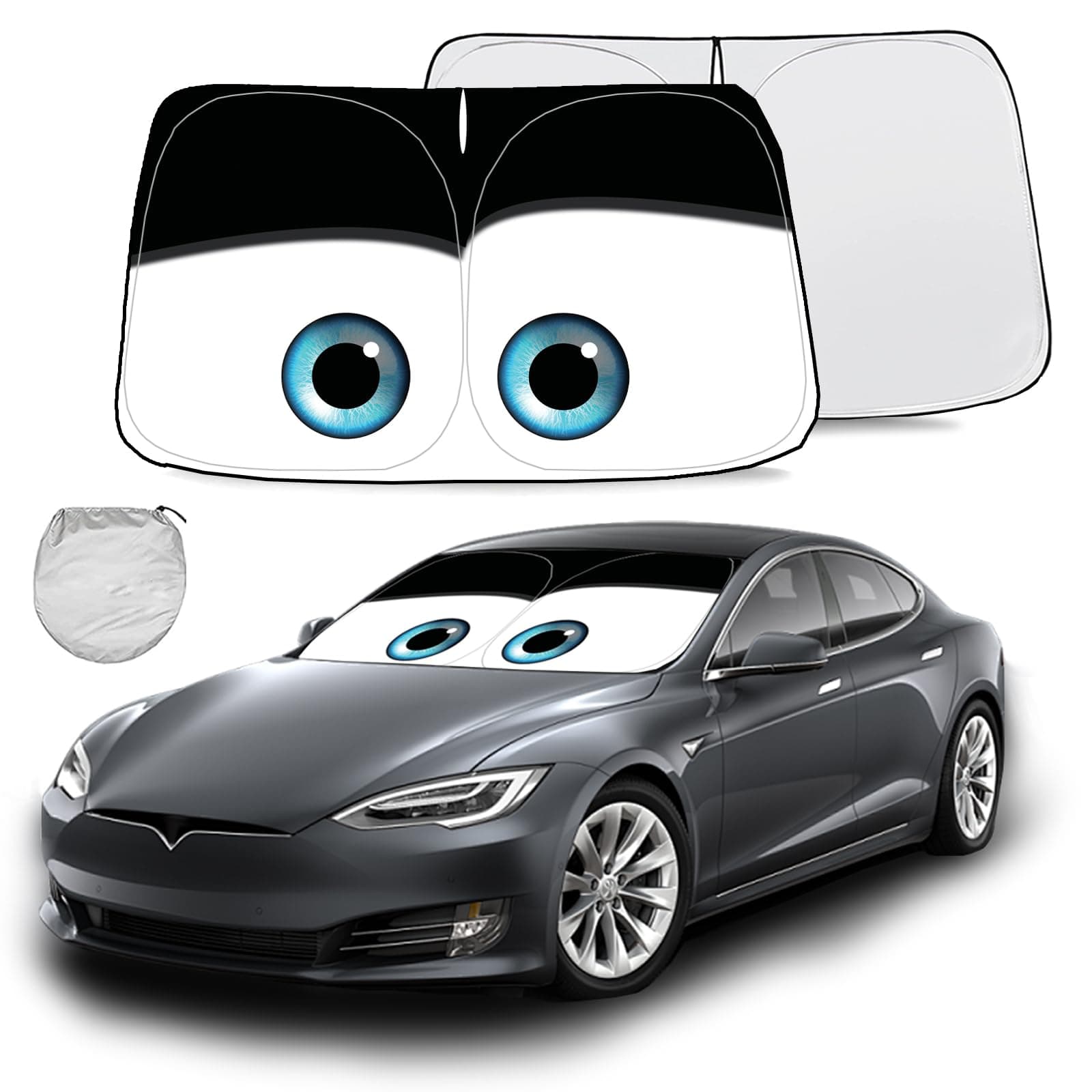 Gven Windshield Sun Shade for Tesla Model 3 Sunshade Tesla Model Y 2023 Accessories Blocks UV Rays Sun Visor Protector