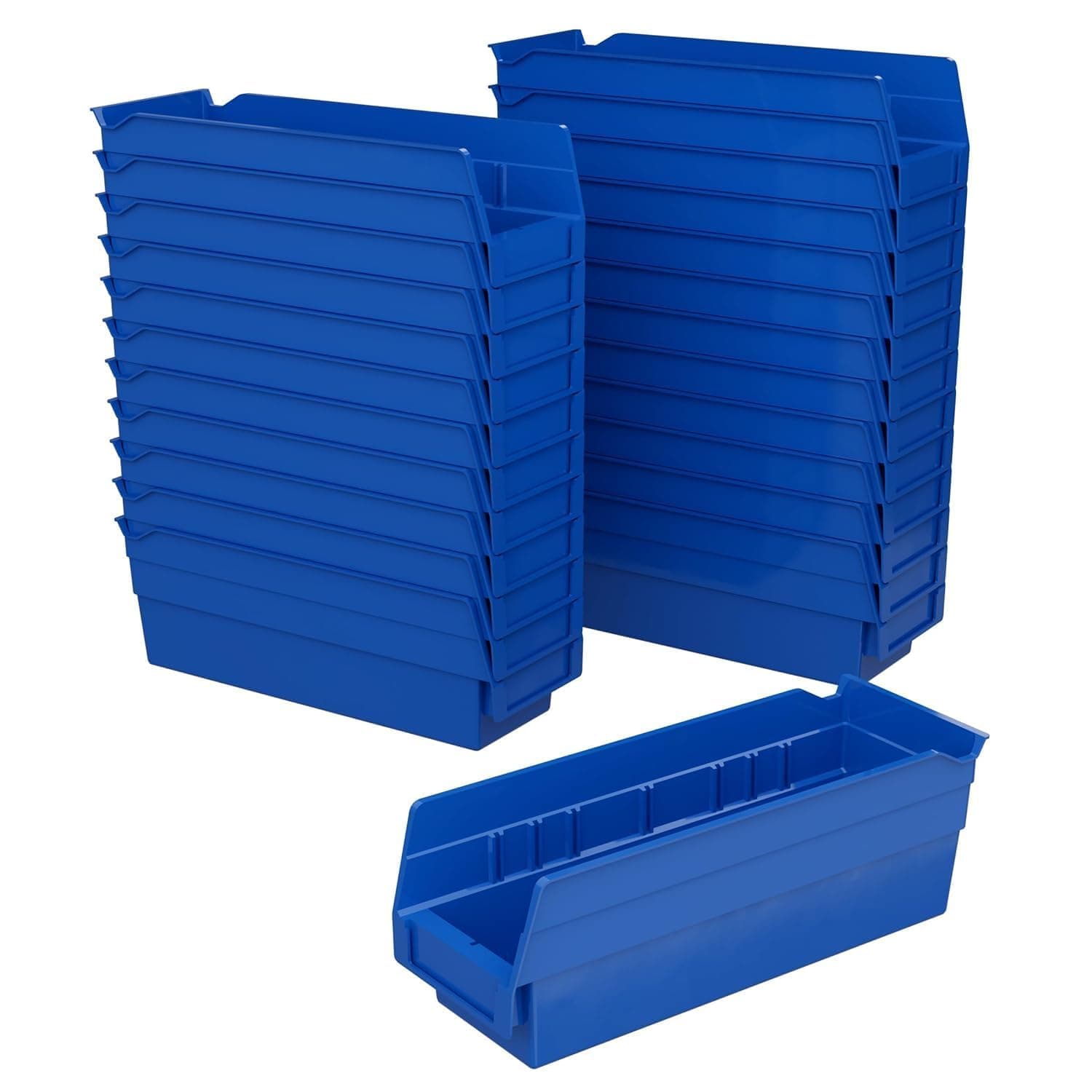 30120 Plastic Nesting Shelf Bin Box, (12-Inch x 4-Inch 4-Inch), Blue, (24-Pack)