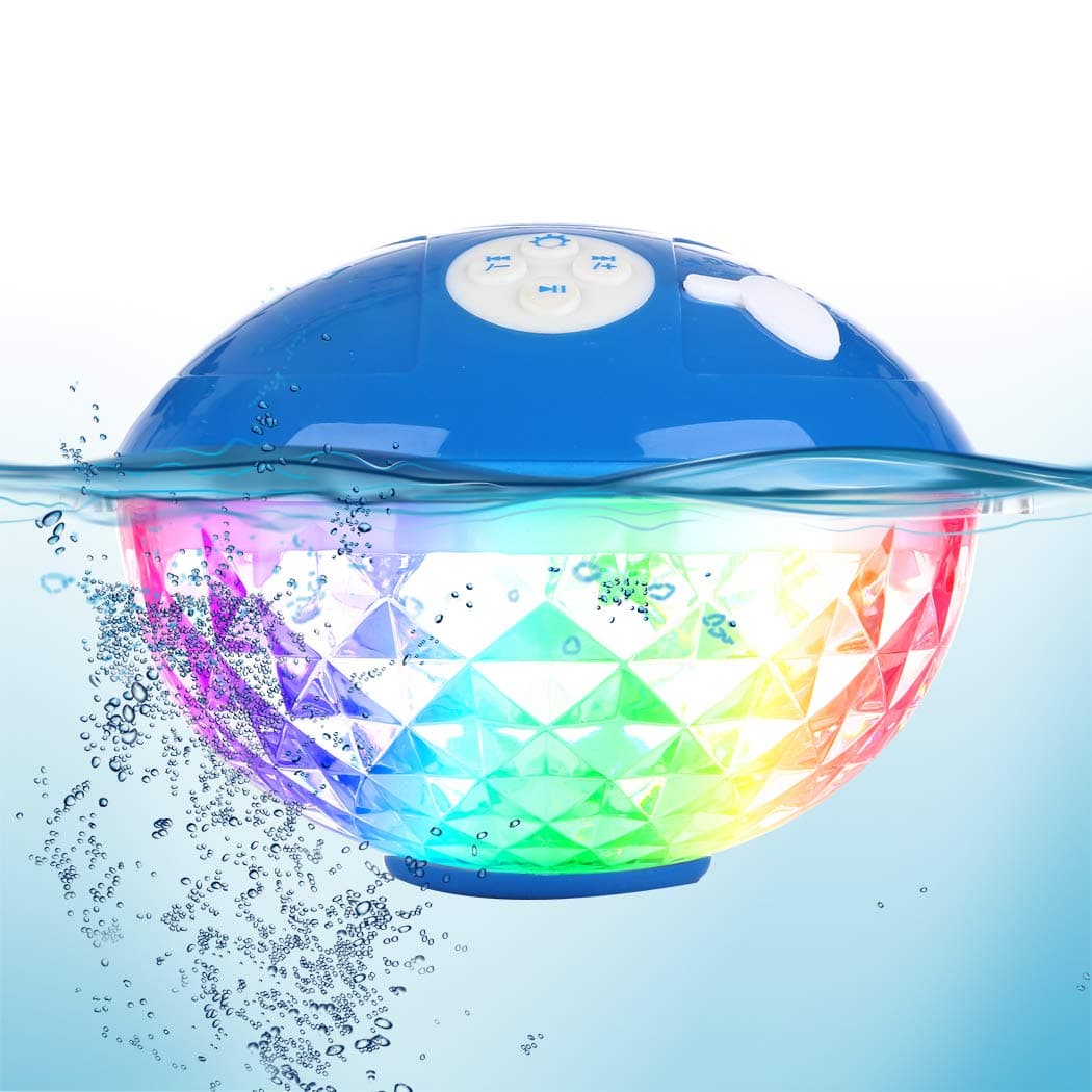 Bluetooth Pool Speakers with Colorful Lights, Portable Floating Pool Speaker IP68 Waterproof, Built-in Mic, Floatable Crystal Clear Sound Speakers Bluetooth Wireless for Hot Tub, Spa, Outdoors Pool