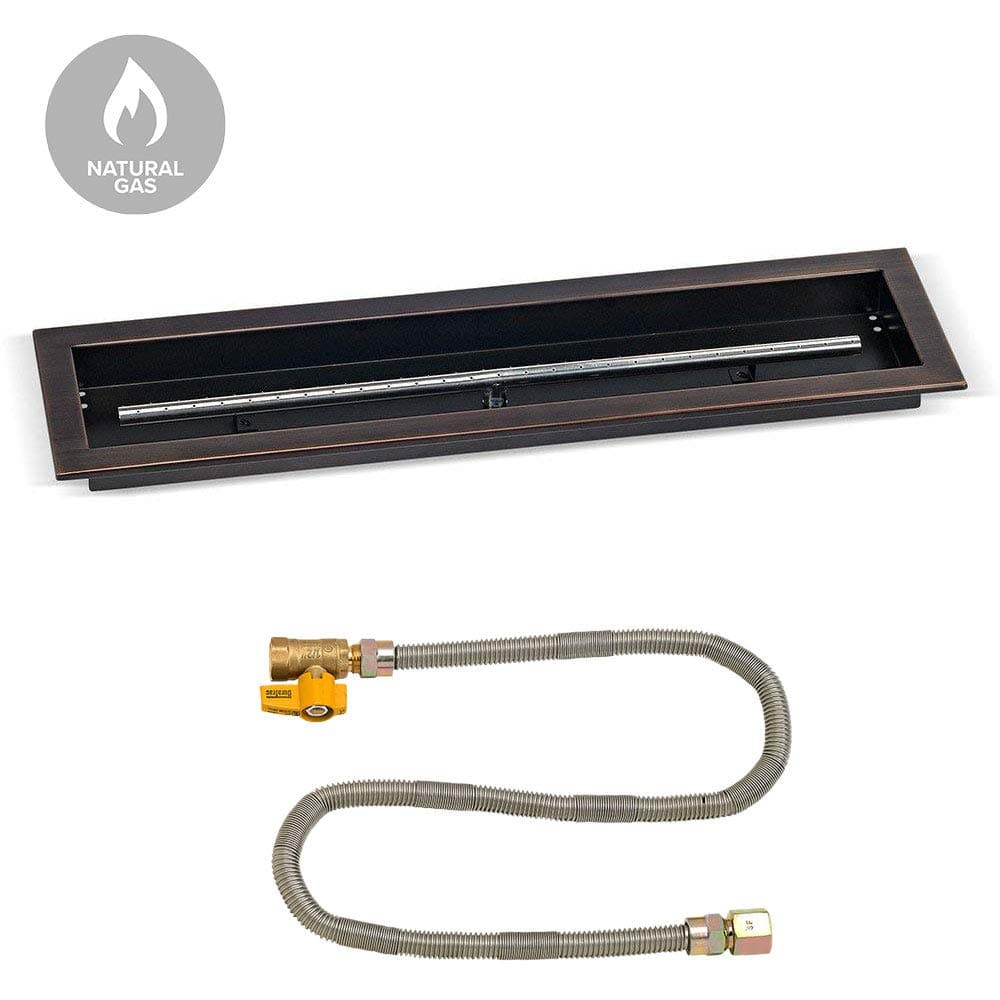 American Fireglass Match Light Fire Pit Kit (ORB-LCBMKIT-N-30), Oil Rubbed Bronze Trough Pan, Natural Gas, 30x6-Inch