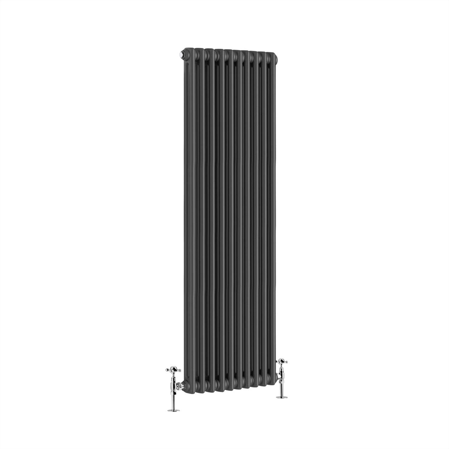 Warmehaus - Traditional Cast Iron Style Anthracite Double Column Vertical Radiator 1500 x 470mm - Perfect for Bathrooms, Kitchen, Living Room