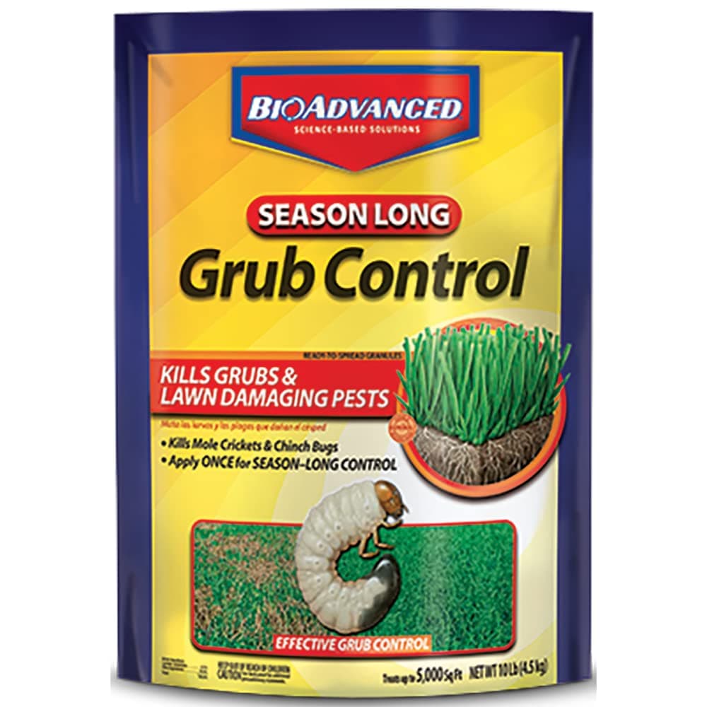 Season Long Grub Control Granules - Kills Grubs, Mole Crickets, Cinch Bugs, and More - Creates Protective Zone - 10 lb Bag