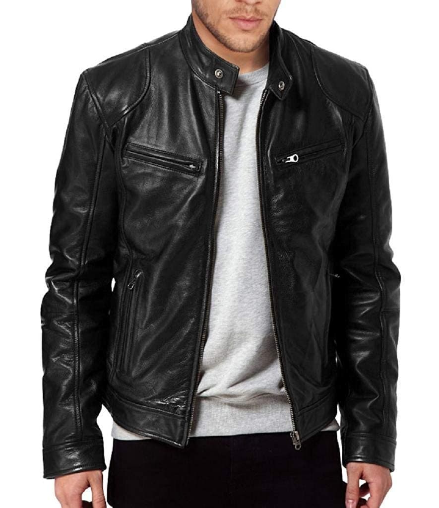 Men's SWORD Genuine Lambskin Leather Biker Jacket