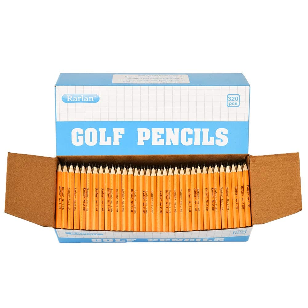 Golf Pencils, 2 HB, Pre-Sharpened, 320 Count Bulk Pack