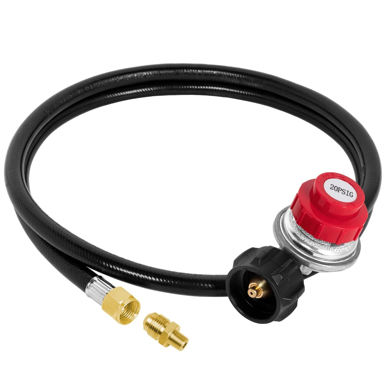 SHINESTAR 0-20 PSI Adjustable Propane Regulator with Hose (5FT), Perfect for Turkey Fryer, Grill, Gas Burner, Fire Pit, Orifice Connector Included