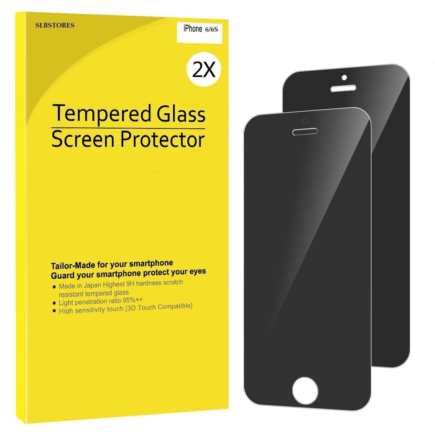 SLBSTORES 2-Pack iPhone 6s Screen Protector Privacy Anti-Spy Tempered Glass Film for Apple iPhone 6 and iPhone 6s 4.7-Inch