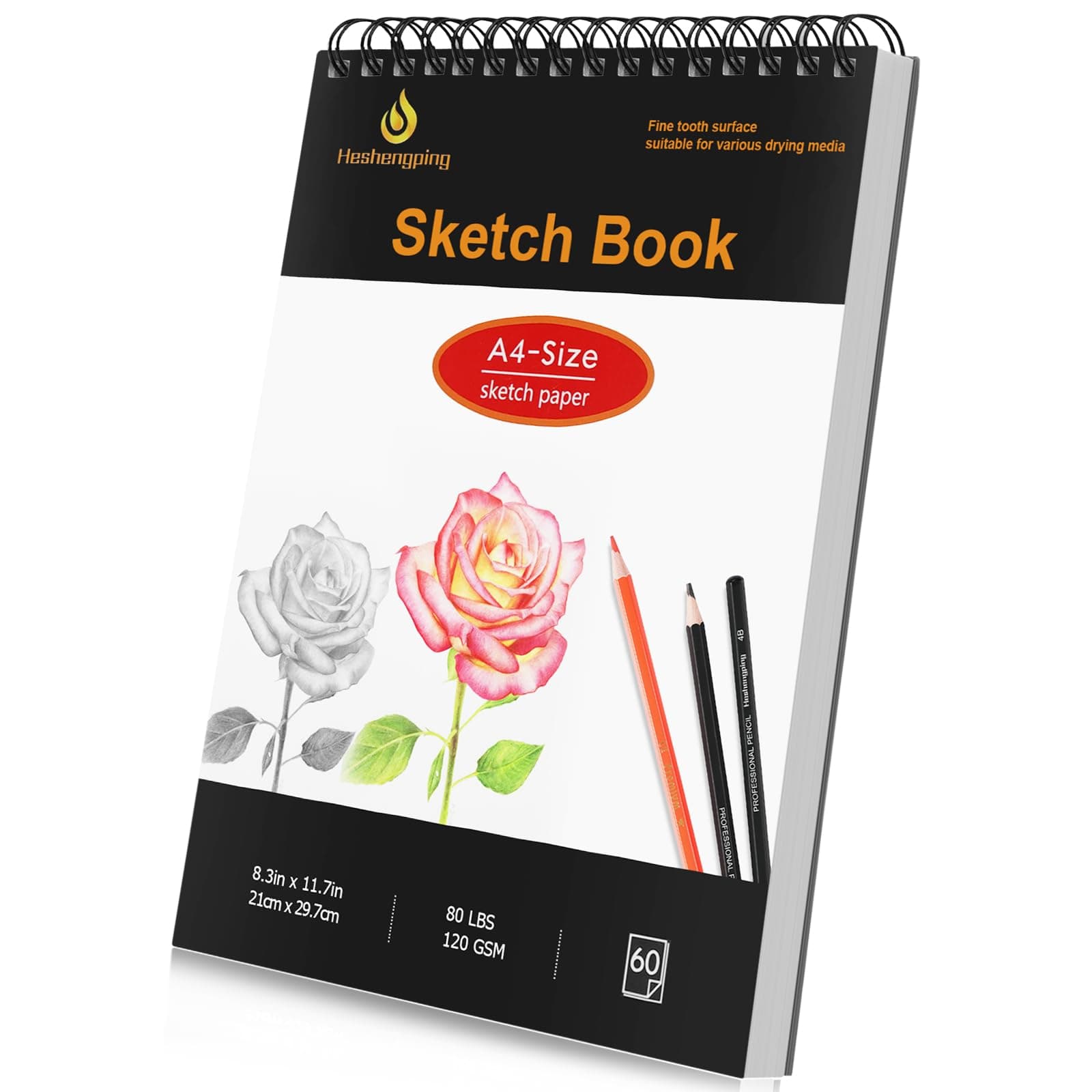 8.3"x11.7" Sketch Book, 1- Pack 60 Sheets Spiral Bound Art Skethbook, Sketch Pad (80 lb. / 120 GSM), Artist Drawing Book Paper Painting Sketching Pad White