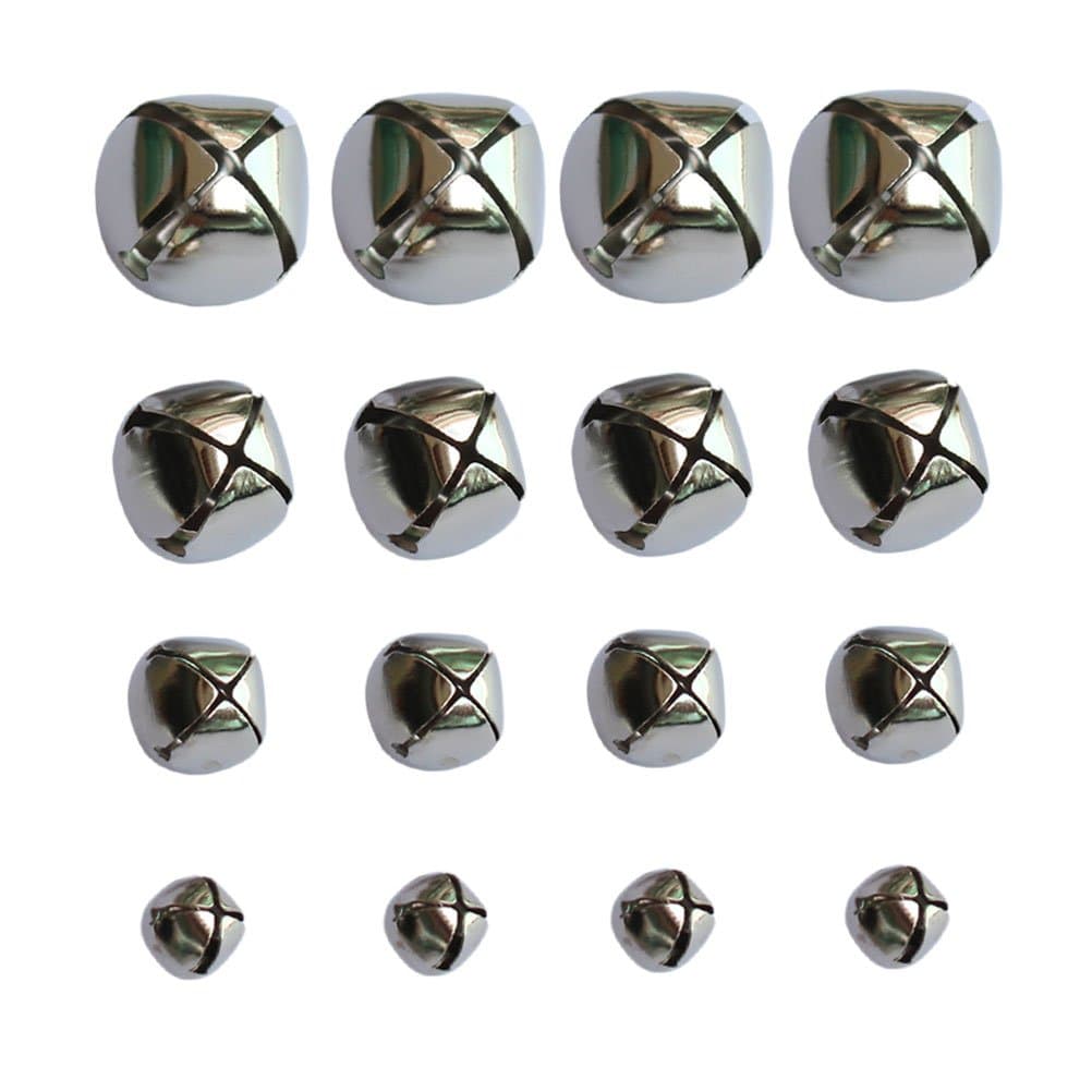 CREATRILL 160 PCS Silver Christmas Jingle Bells Mini Small Bells Bulk for Festival & Party Decorations/ DIY Craft, 4 Sizes (10mm, 15mm, 20mm, 25mm)