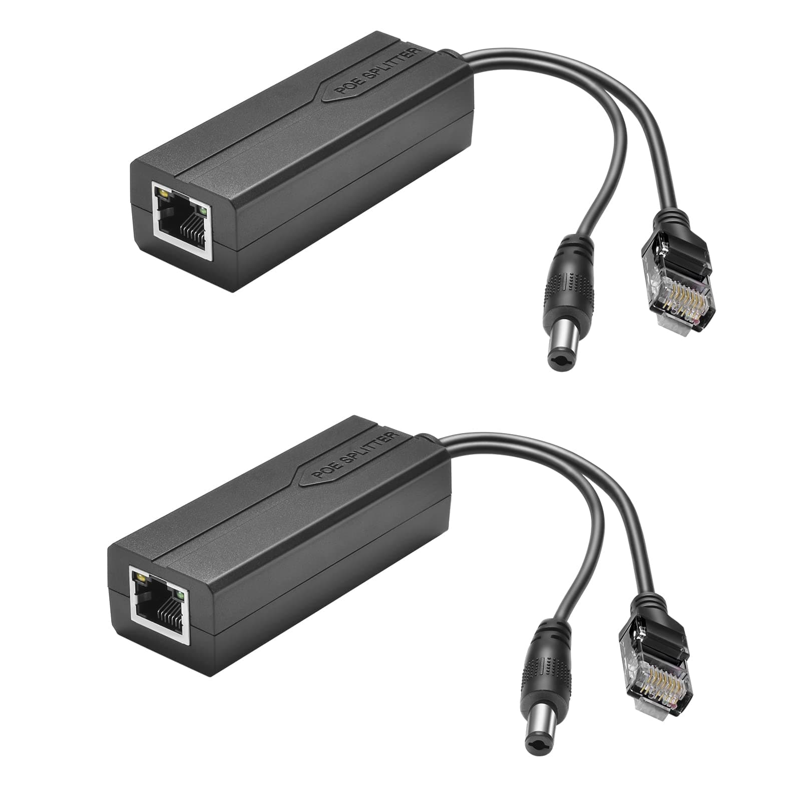 Active PoE Power Over Ethernet Splitter Adapter 48V-12V 5.5x2.1mm DC IEEE 802.3AF/at Compliant 10/100Mbps PoE Splitter 12V Output for Surveillance Camera CCTV VoIP Phones (2-Pack)