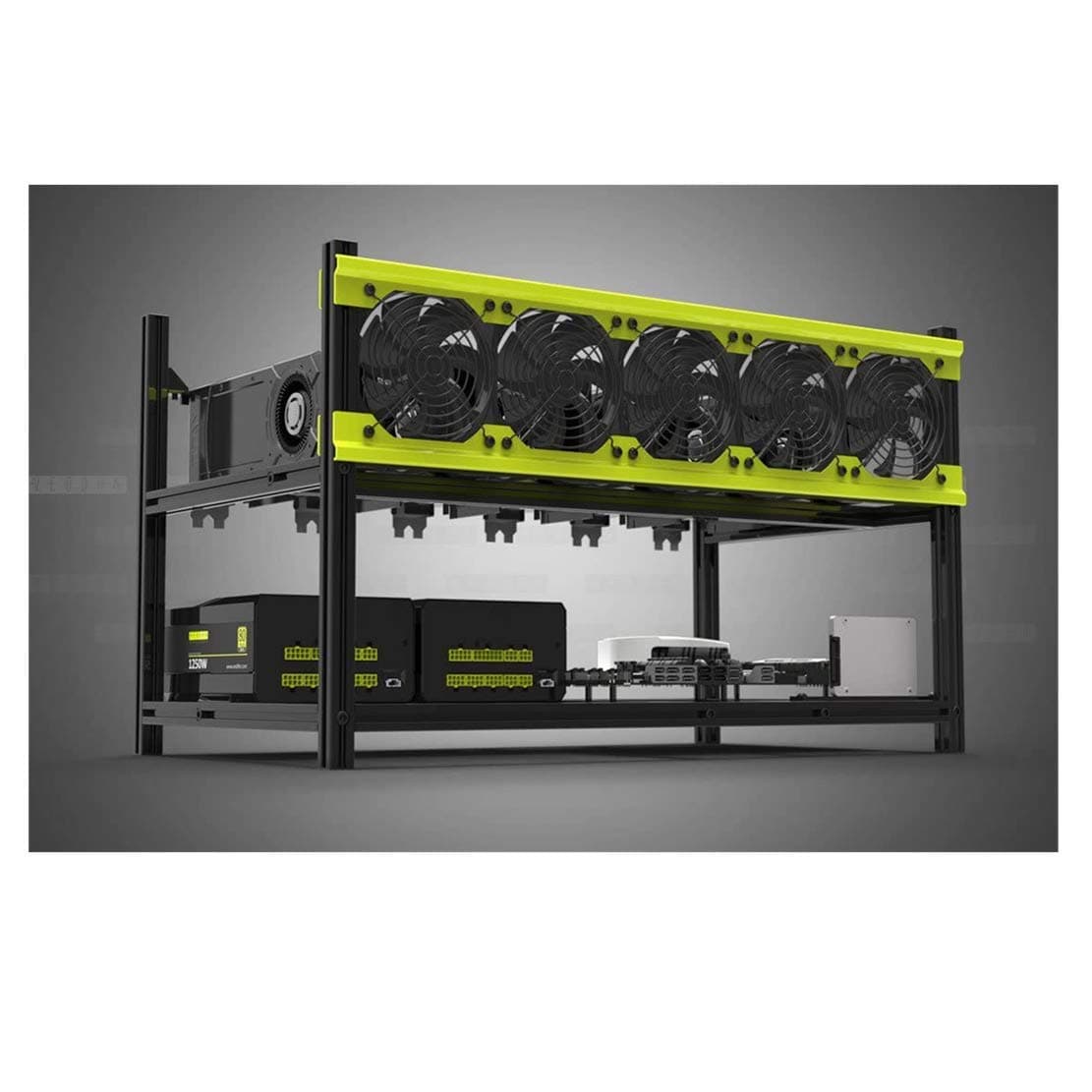 6/8 GPU Aluminum Stackable Open Air Mining Computer Frame Rig Ethereum Veddha (V3D-6GPU+5FANS)