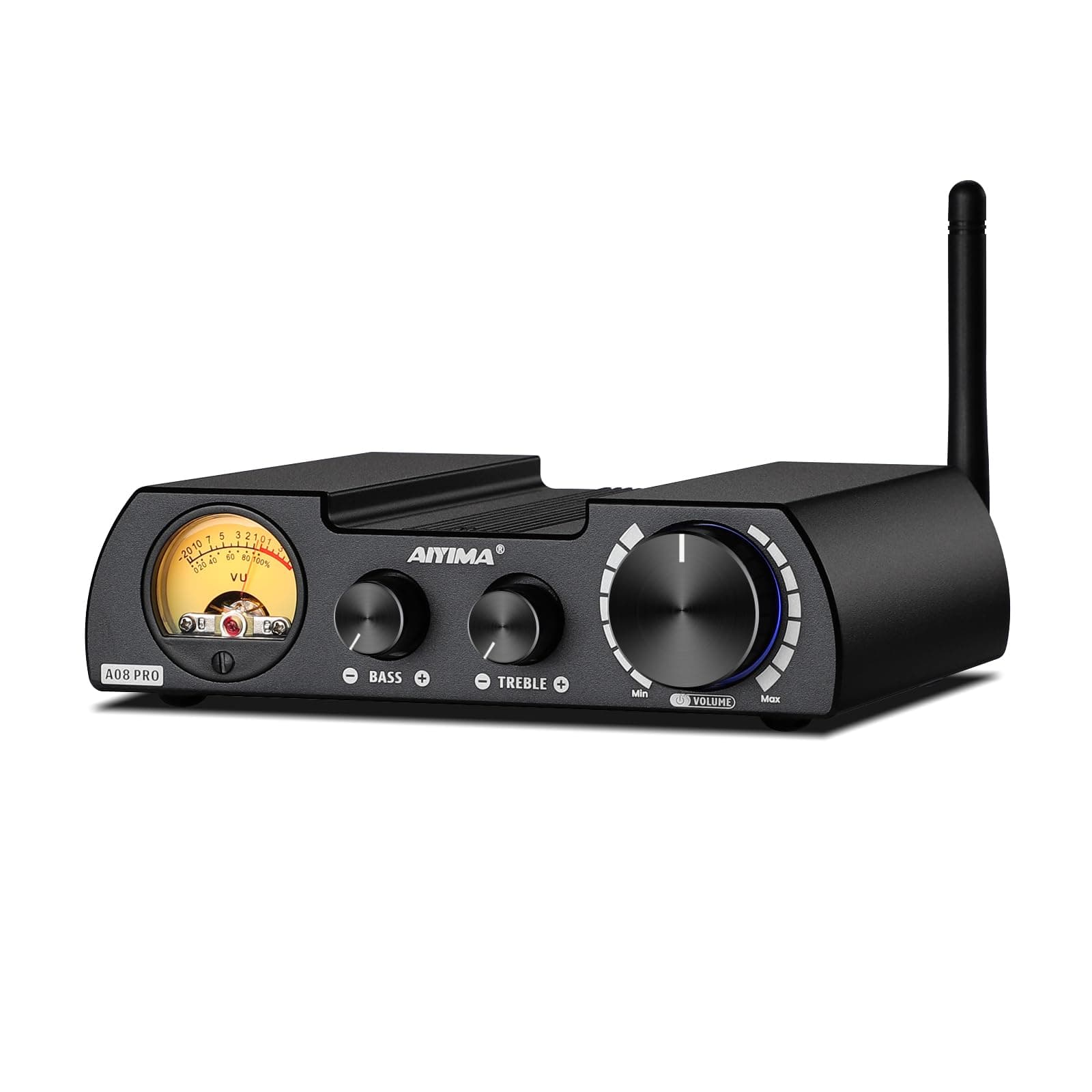 A08 PRO TPA3255 Power Amplifier Bluetooth 5.1 with VU Meter 300W+300W HiFi Class D Stereo Digital Audio Amp 2.0 Channel Amplifier for Passive Speaker Home Audio