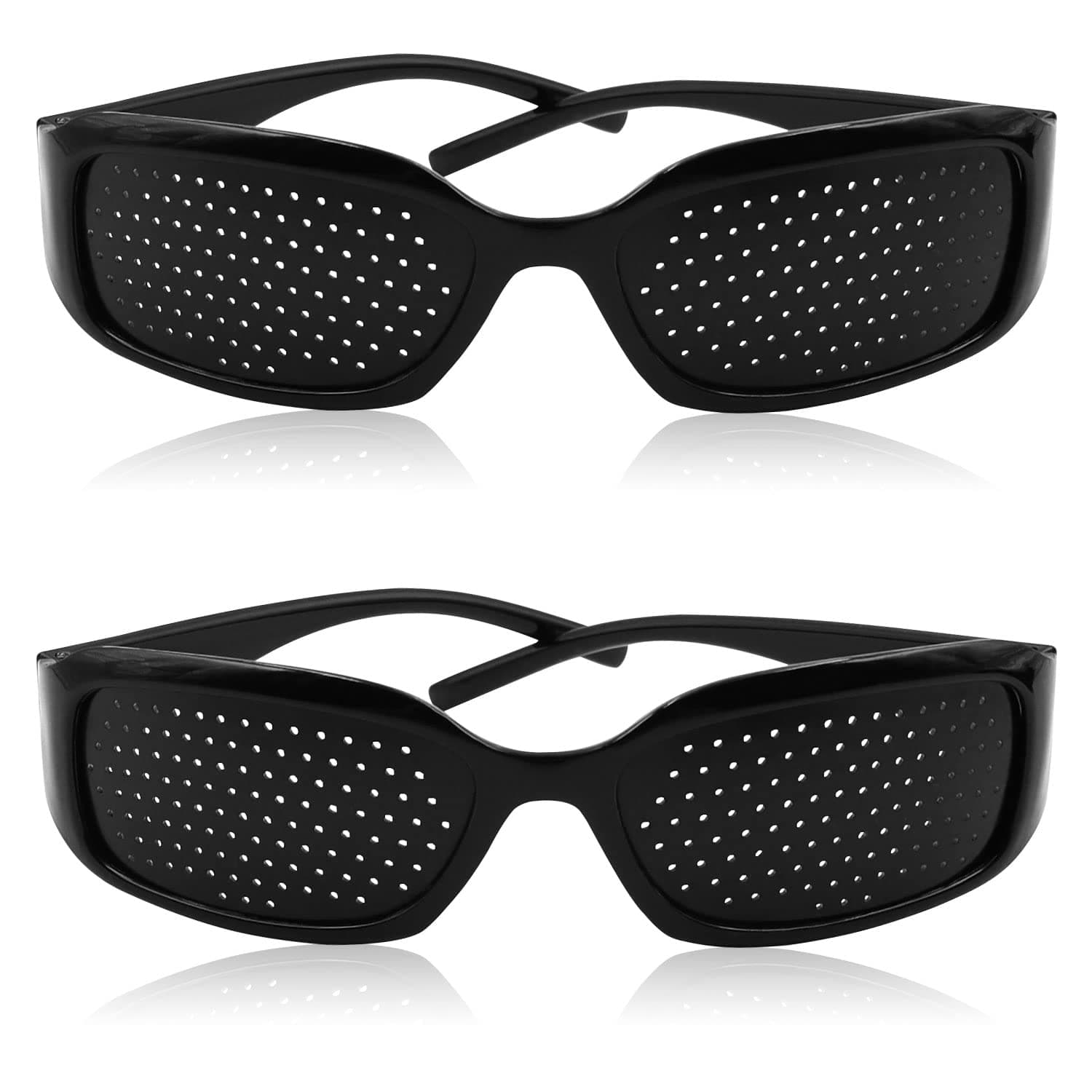 2pcs Pinhole Glasses Eyes Exercise Vision Correction Glasses for Eyesight Protection, Black