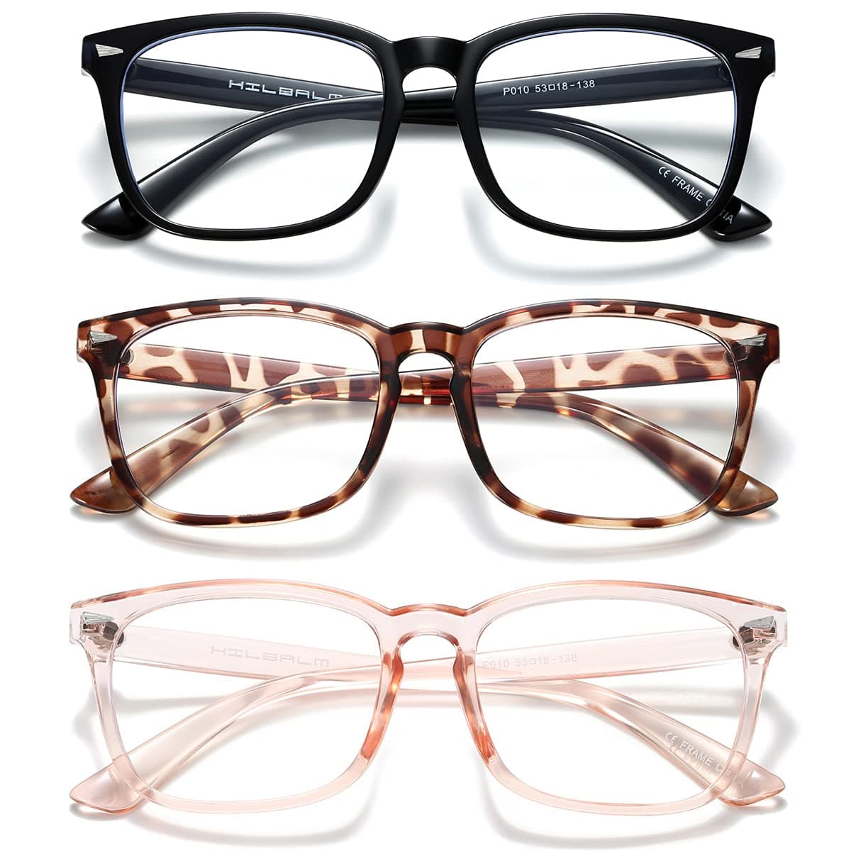 Hilbalm Blue Light Blocking Glasses 3 Pack Womens Computer Eyeglasses man Frame Glasses