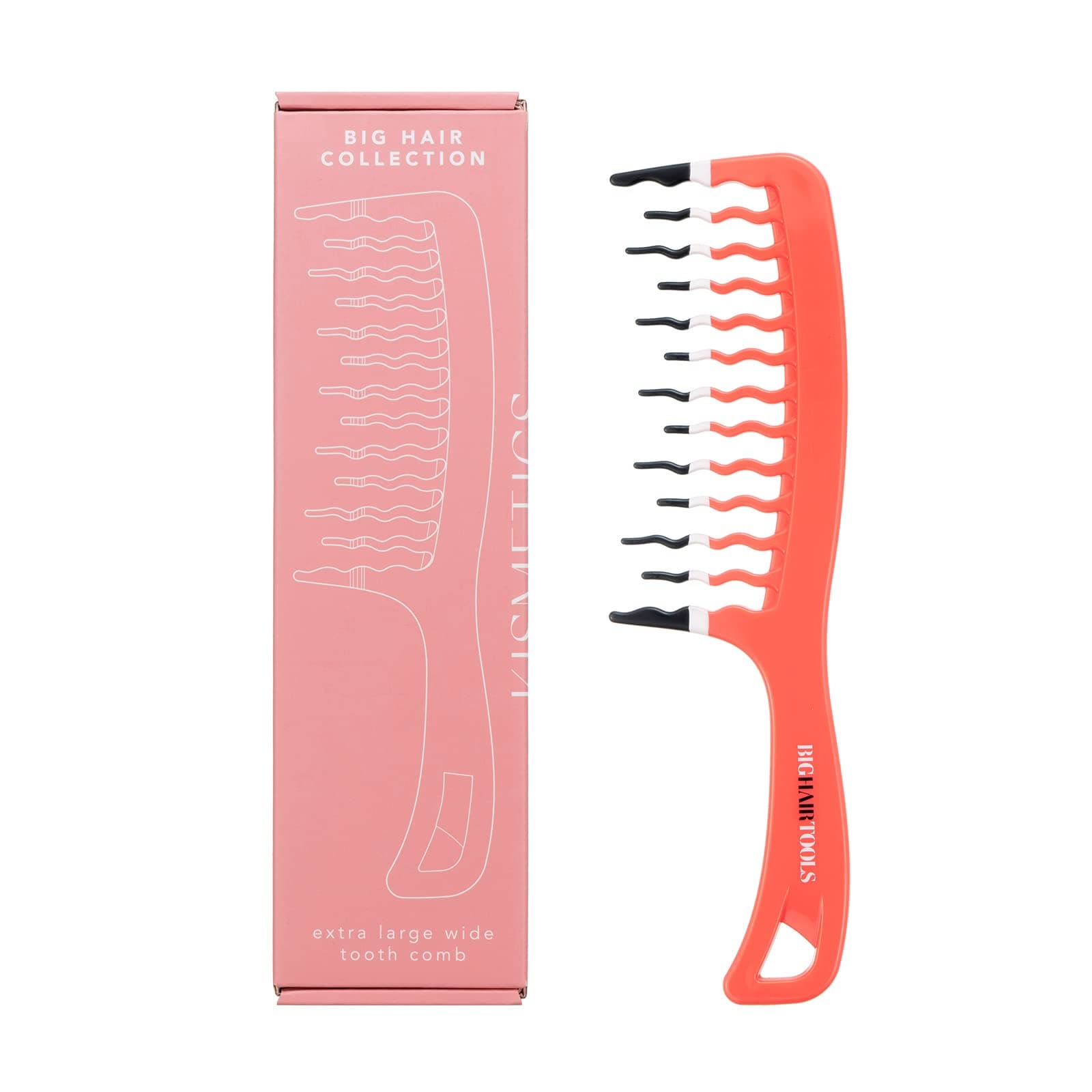 Big Hair Tools Extra Large Wide Tooth Comb for Thick, Curly, Wavy or Long Hair - Frizz-Free Detangling Shower Comb - Orange