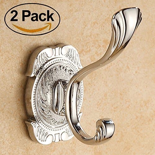 Clavi Bath Towel Hooks for Bathroom Heavy Duty Chrome Wall Mounted Decorative Coat Hooks Hanger for Hanging, 2PCS/Pack (Silver)