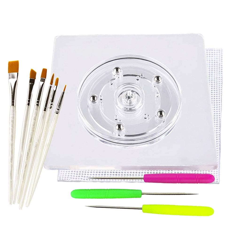Sugar Cookie Decorating Tools - Acrylic Turntable, 6 Decoration Brushes, Anti-Slip Silicone Mat & 3 Cookie Scribe Needles
