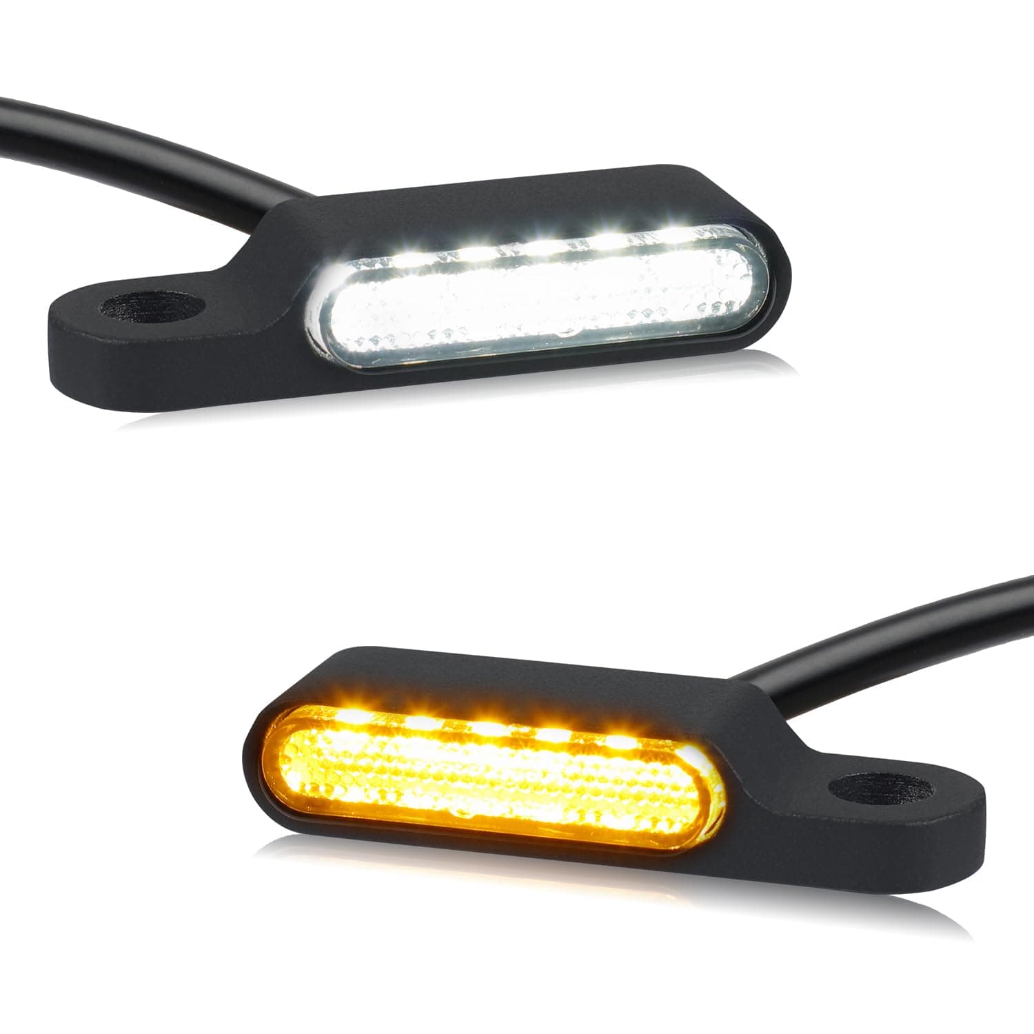 NTHREEAUTO Handlebar LED Turn Signals Mini Motorcycle Blinkers Front Running Light Universal Compatible with Harley Sportster Dyna Honda Shadow Kawasaki Vulcan Yamaha V-Star Road Star