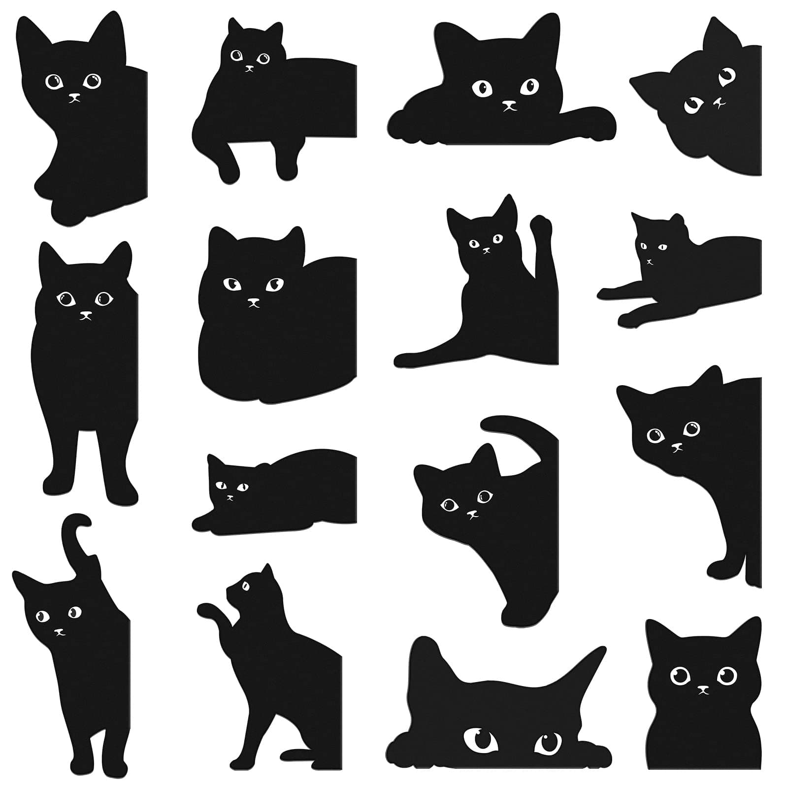 Teling 30 Pieces Black Cat Magnetic Bookmarks Assorted Cute Cat Bookmark Magnetic Book Page Clips Kawaii Animal Page Markers for Book Lovers Gifts Office Home Supplies, 15 Styles