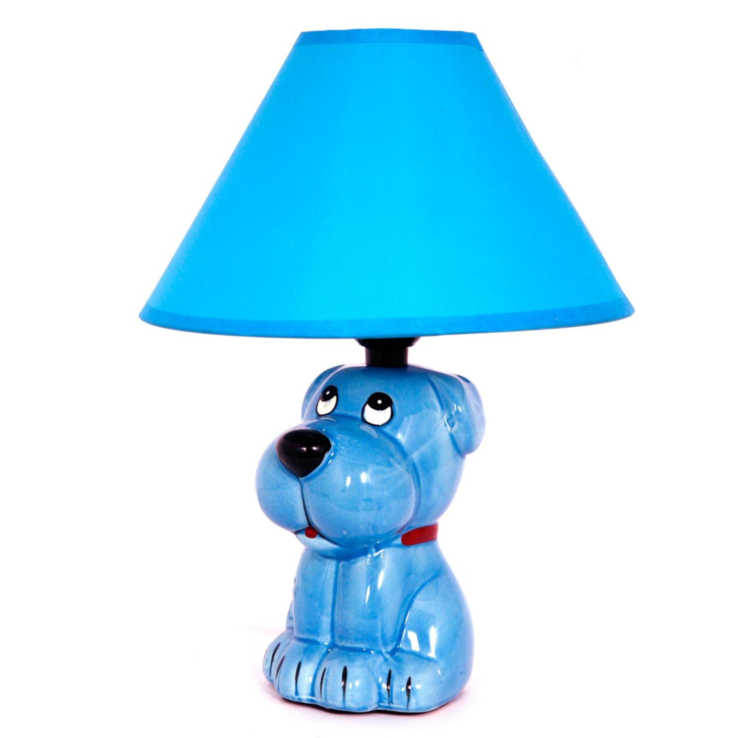 Blue Dog Ceramic Table Lamp with Blue Fabric Shade