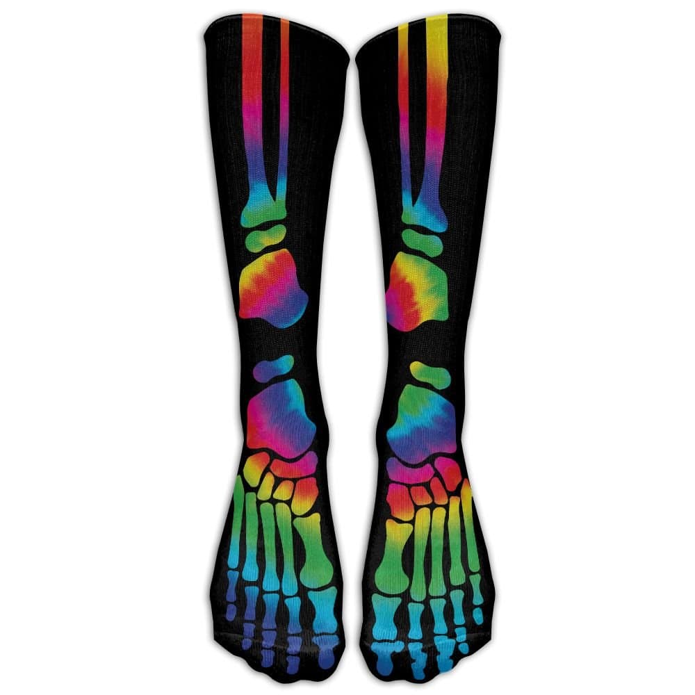 ThunderSocks Men&Women Skeleton Bone Rainbow Tie Dye Hallowmas All Sport Stocking Socks Athletic Sock Shoe Size 6-10 One Size