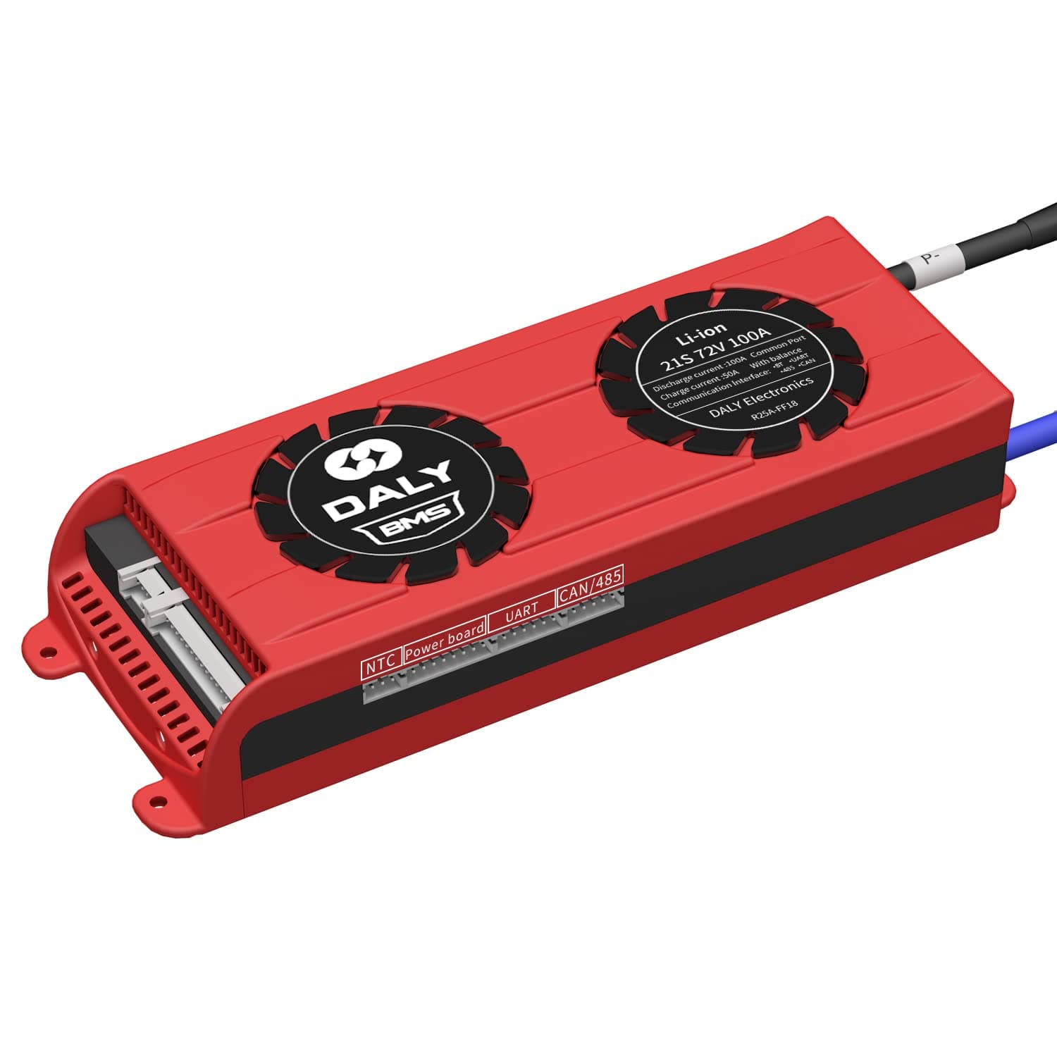 DALY Smart BMS Li-ion 21S 72V 100A PCB Battery Management System with UART Communication CAN 485 Bluetooth Battery Monitoring Module and Cooling Fan for 18650 Battery Pack