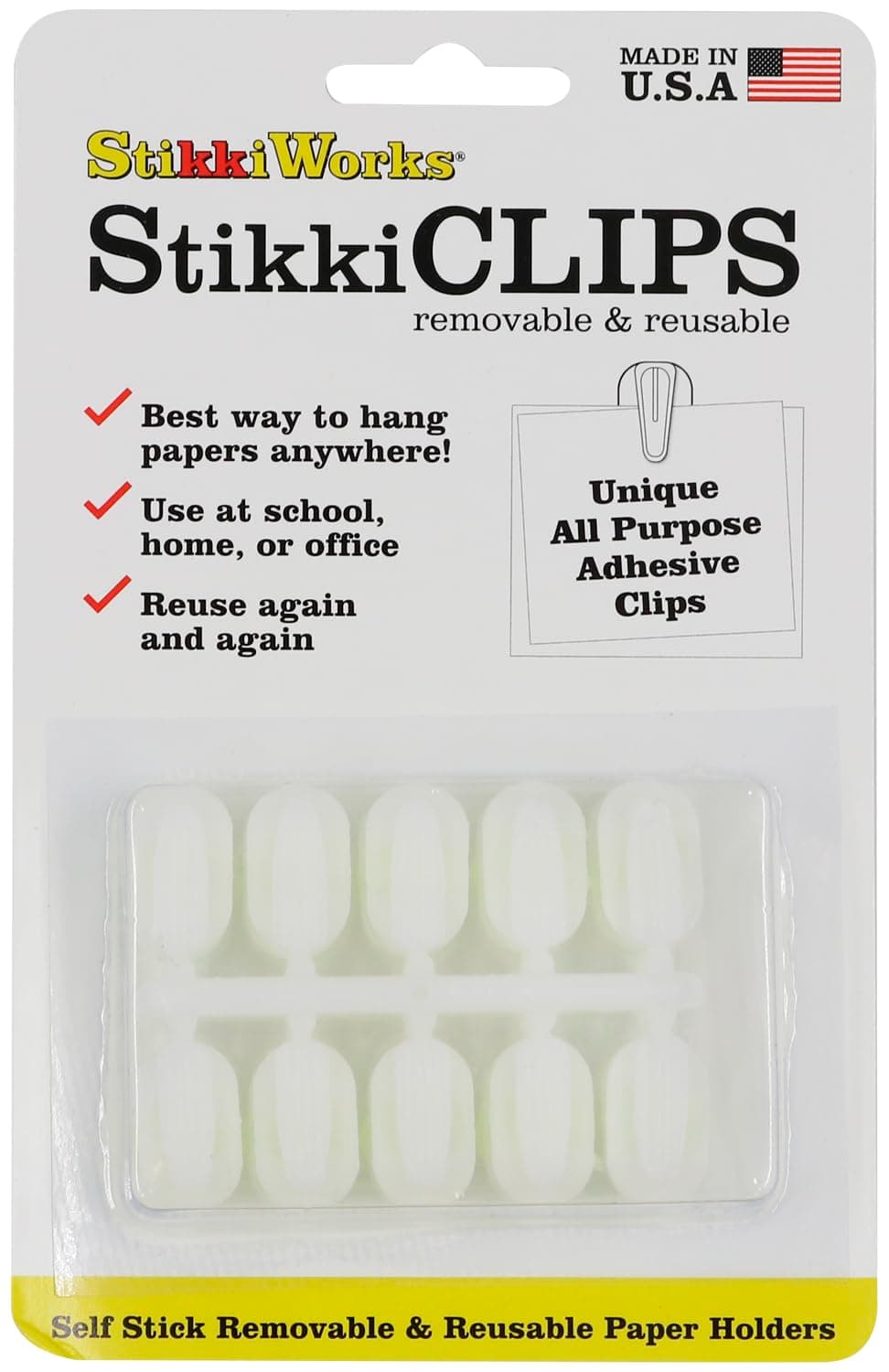 Stikki Works White Clips 20 per Pack Teacher Classroom Aid