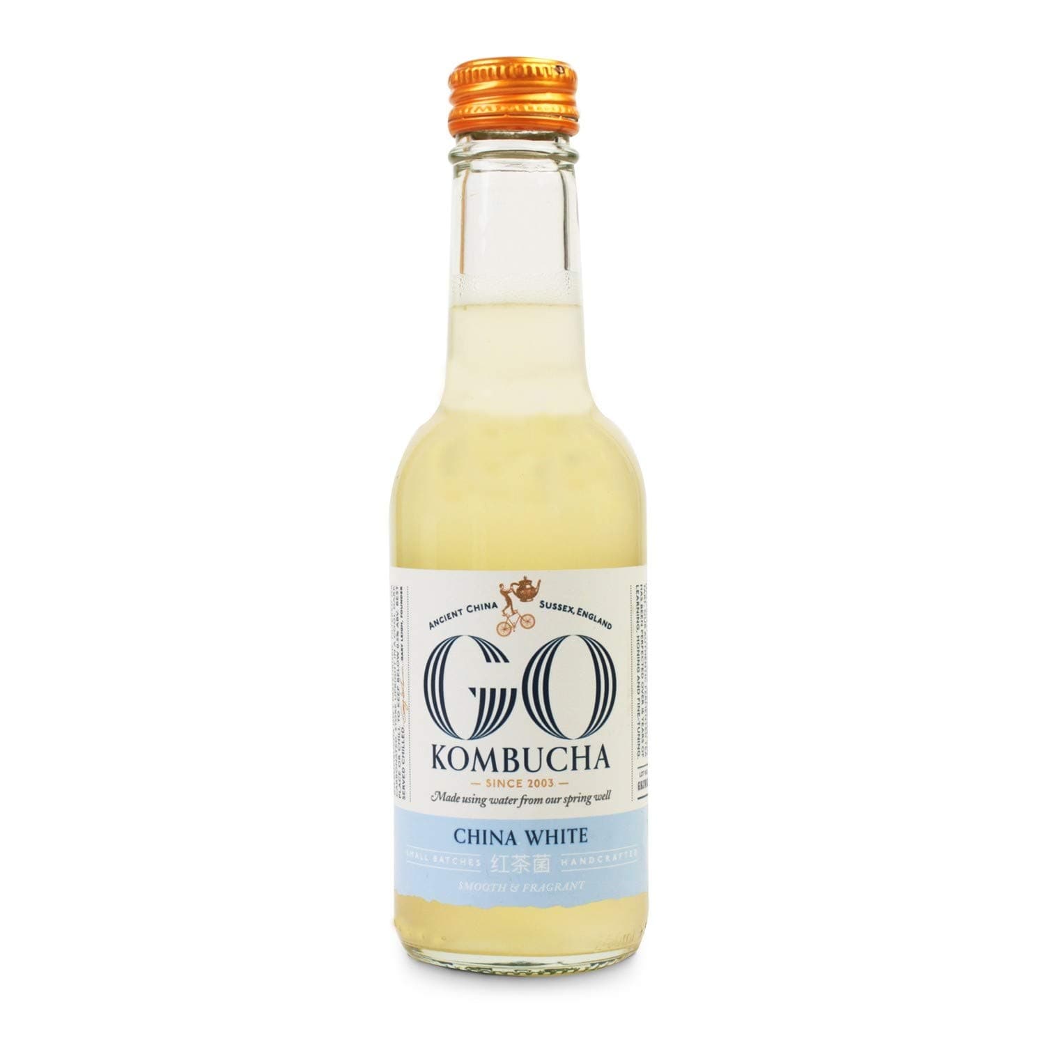 Go Kombucha Fermented Raw China White Tea, 250 ml, Pack of 12