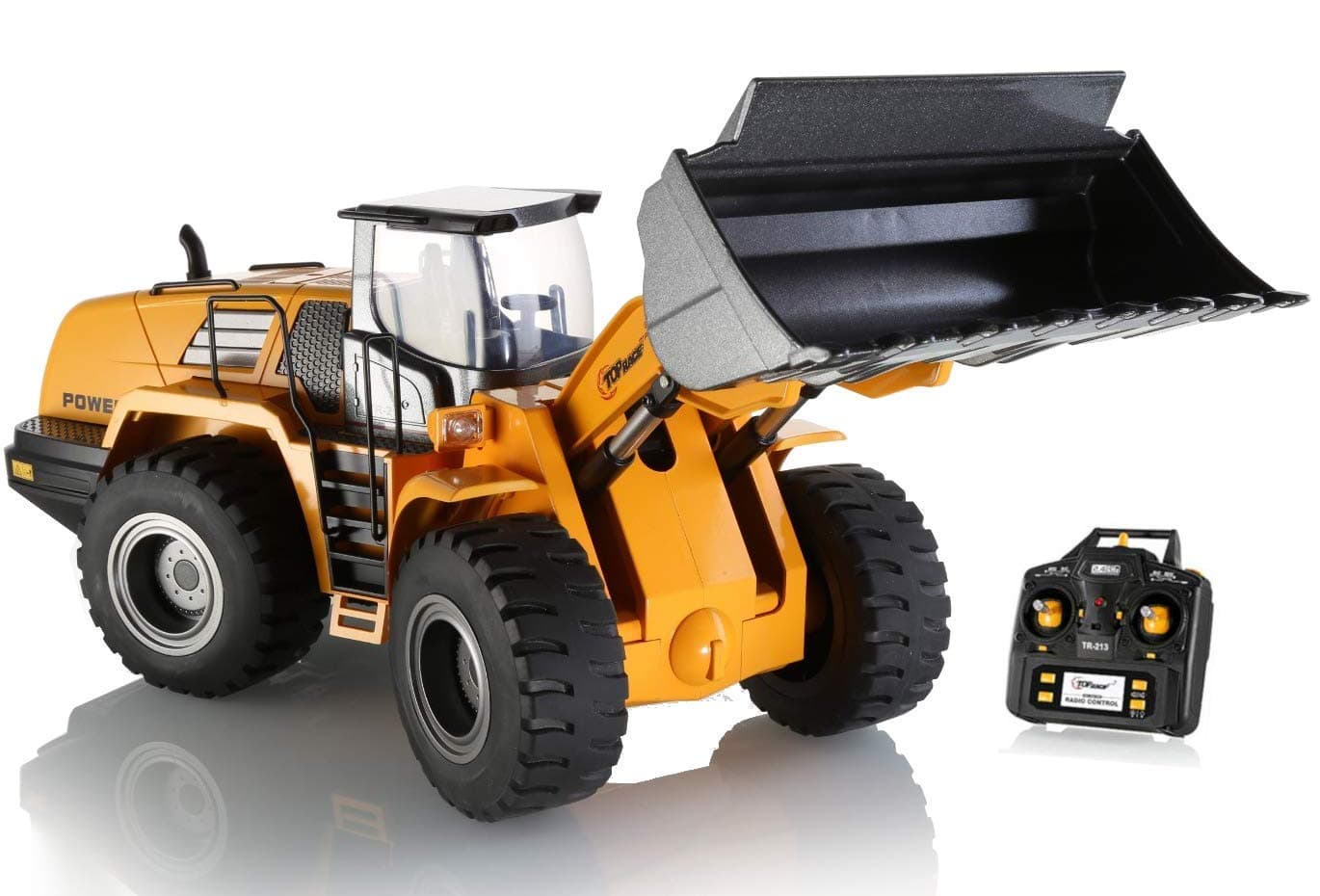 Top Race 10 Channel RC Bulldozer Full Functional Remote Control Front Loader Construction Tractor - Full Metal Toy, 1:14 Scale, Remote Control Construction Vehicles, Can Dig up to 3.5 lbs