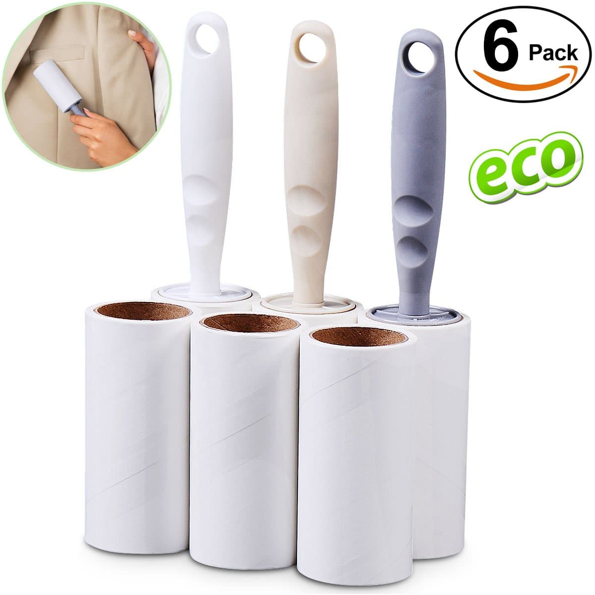 Pet Hair Roller Lint Rollers 3 Handles 6 Refills For Home Car and Office