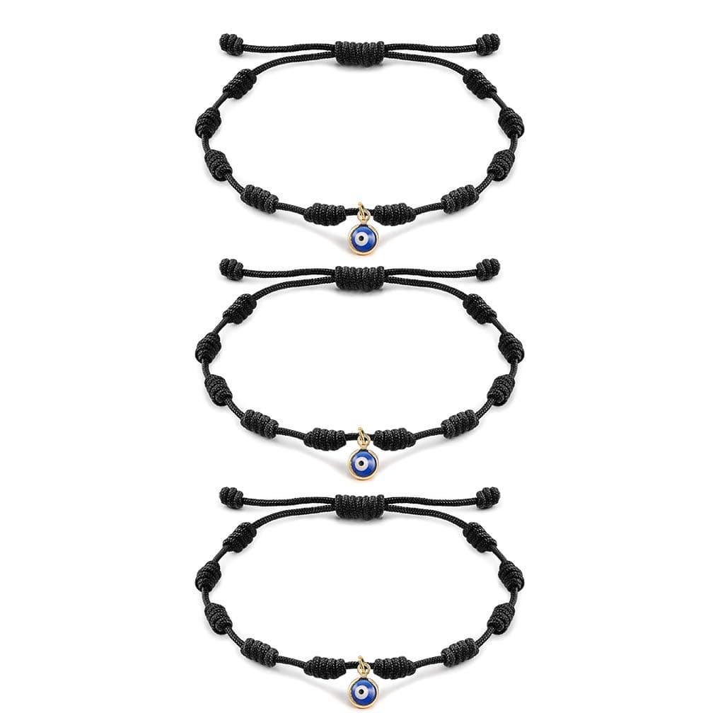 Handmade Evil Eyes Bracelet Adjustable Ojo Turco Kabbalah Red String Amulet Nazar for Family Bestfriend Women Men 3 Pcs