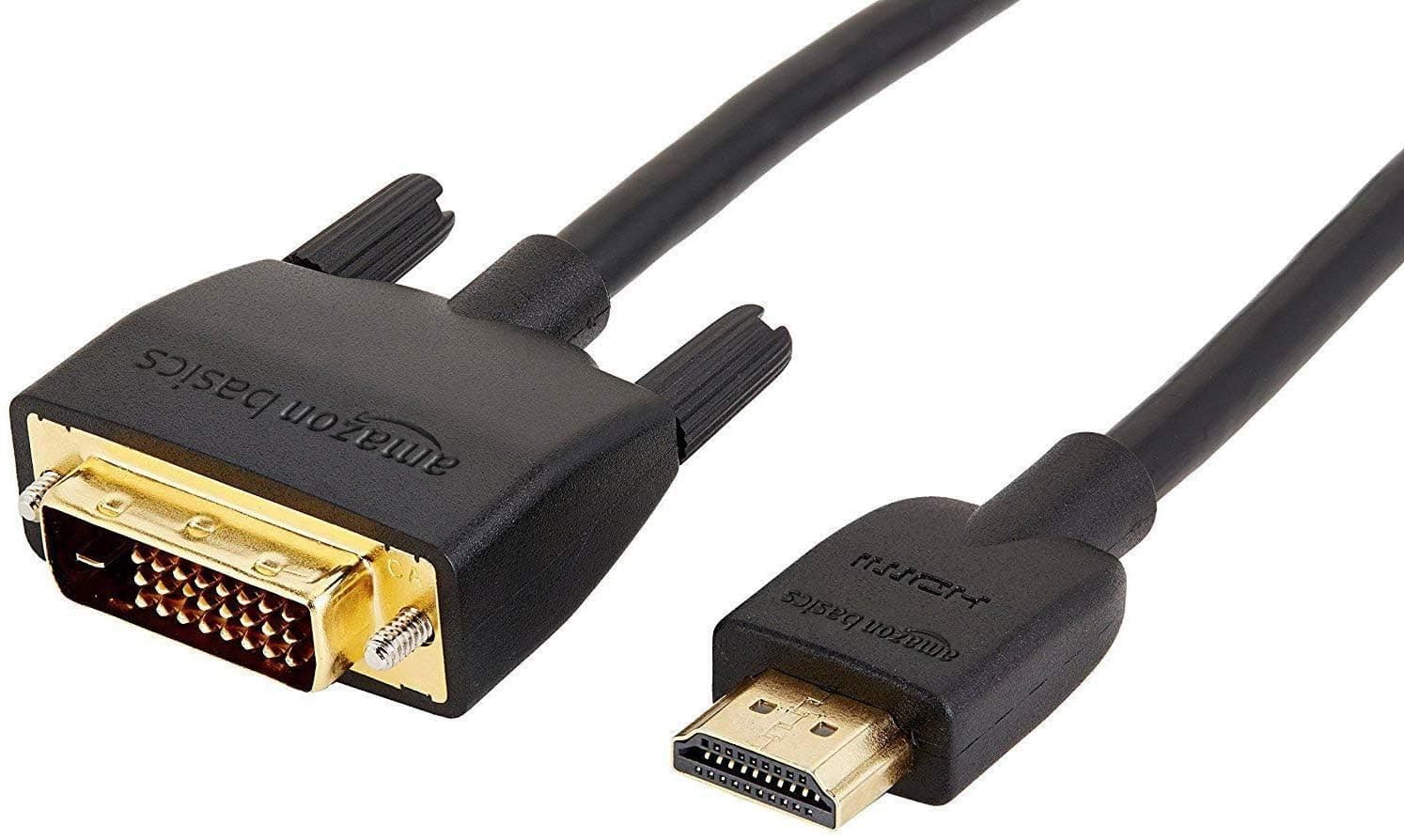 Amazon Basics HDMI-A to DVI (Male) Adapter Cable, Bi-Directional 1080P, Gold-Plated, 6 ft/1.8 m, Single Pack for Television, Black