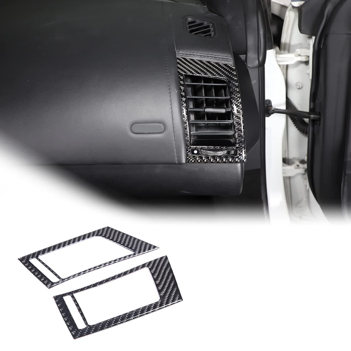 Soft Carbon Fiber Car Interior Front Side and Console Air Outlet Vent Frame Trim Sticker for Jaguar F-Type 2013-2023 Air Conditioner Adjust Switch Sticker (Side Air Vent Frame Trim, Black)