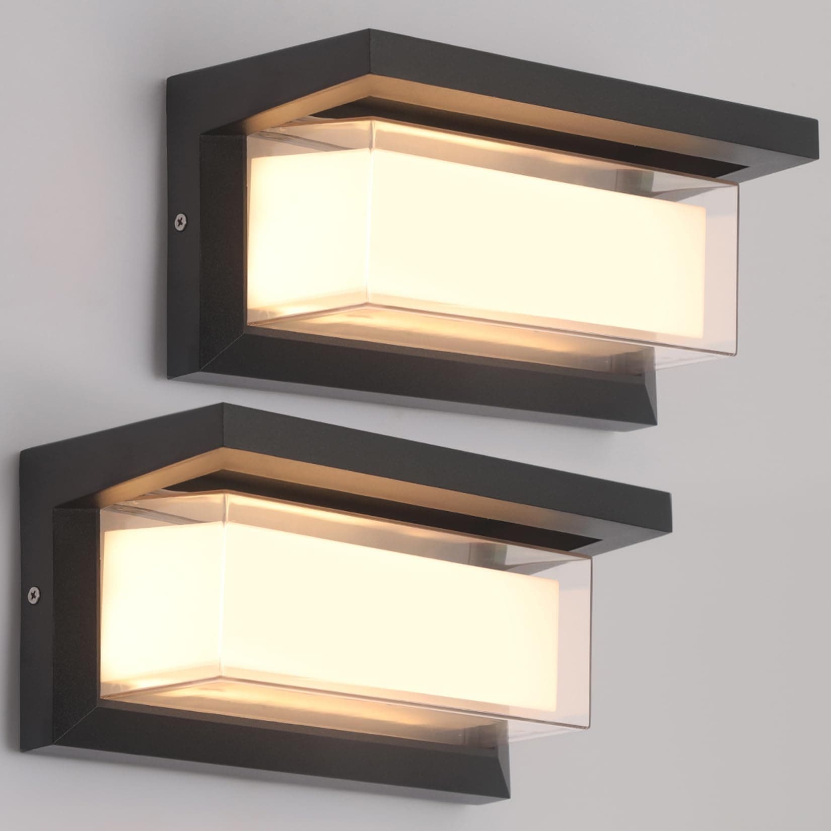 2 Pack 24W LED Outdoor Wall Lights Exterior/Interior Adjustable 3-Color Sconces Lights 2100LM IP65 Waterproof Modern Outdoor Wall Mount Lighting Fixtures Aluminum Wall Lights Compatible with Dimmers