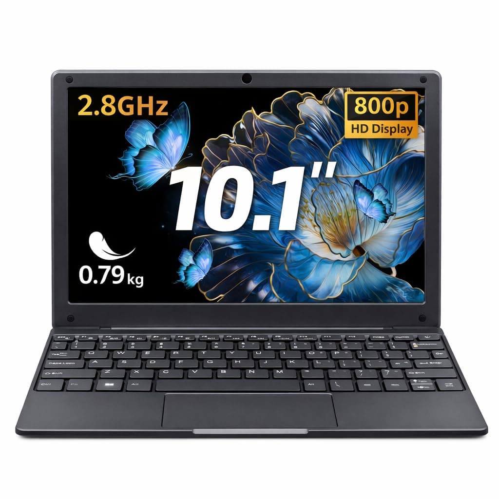 BINTEC 10.1 inch Ultra-Thin Portable Mini Laptop,Celeron N4000 Processor (up to 2.8Ghz), 8GB RAM DDR4,Weight only About 0.8Kg,Built-in Webcam, WiFi, Easy to Carry (Gray, 8G+256GB SSD)